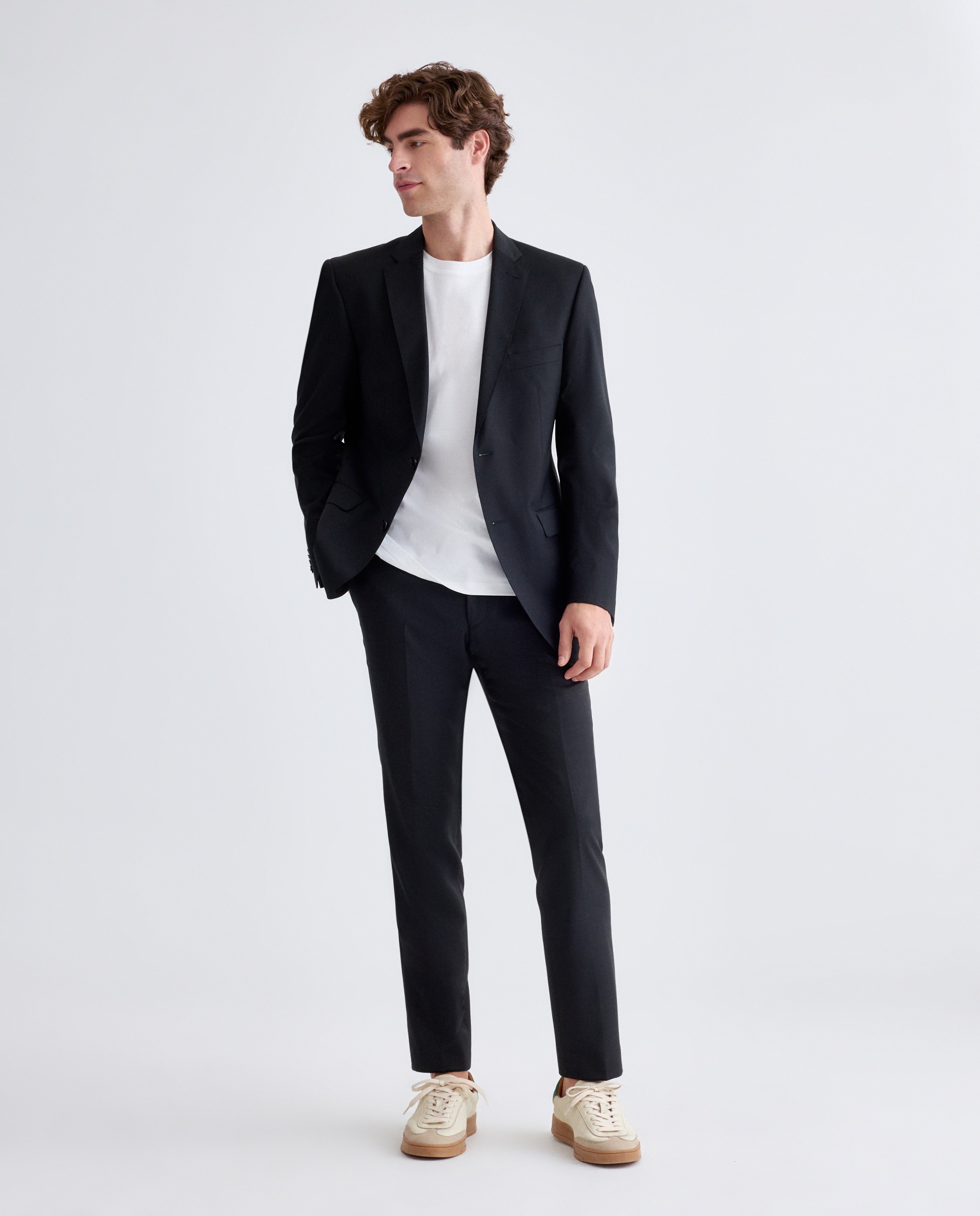 Blazer formal regular liso preto Preto-2