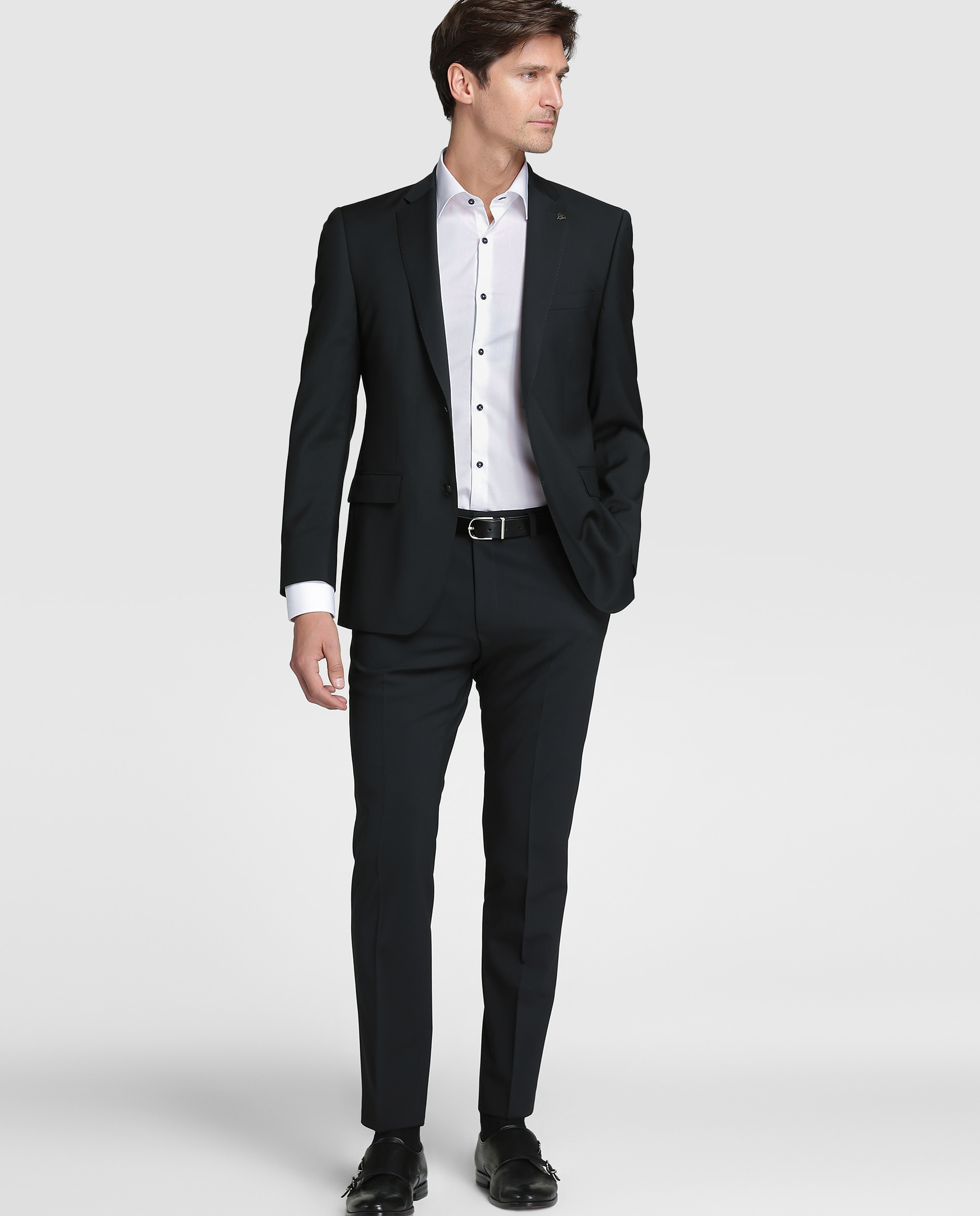 Blazer formal regular liso preto Preto-6