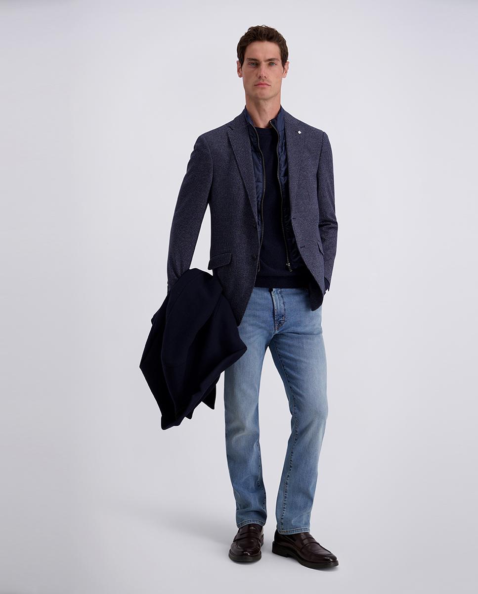 Blazer de Jersey Modern Fit com Colete Acolchoado Incorporado Azul-marinho-6