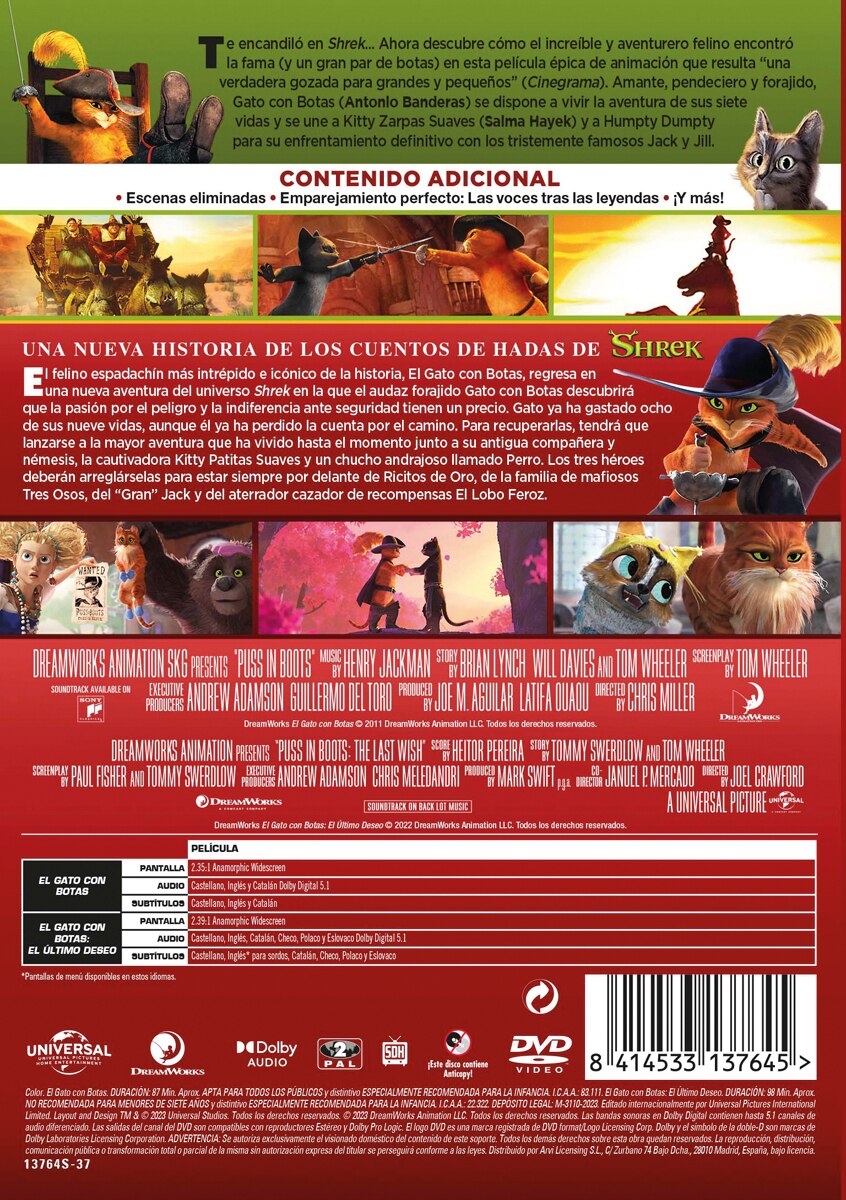 Pack El gato con botas 1-2 (DVD) 2