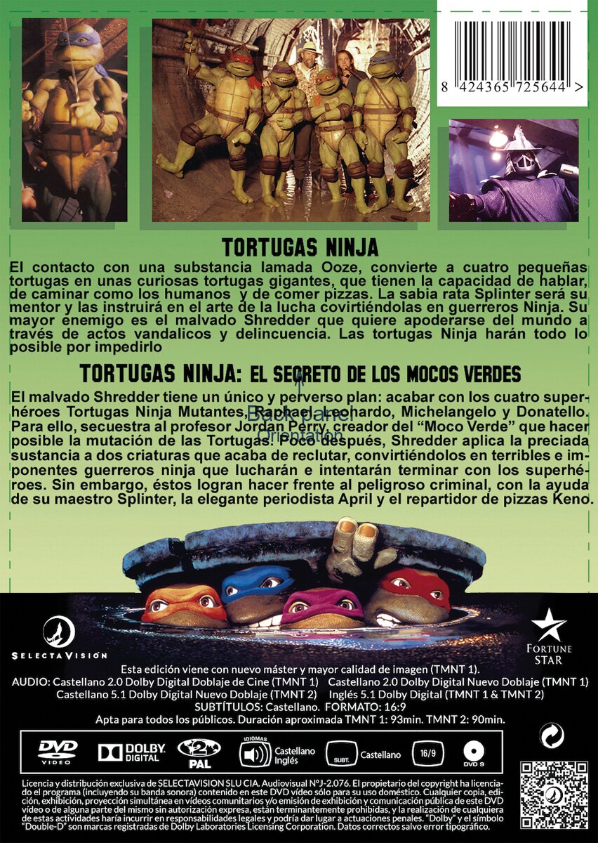 Teenage mutant ninja turtles películas originales 1 & 2 (DVD) 3