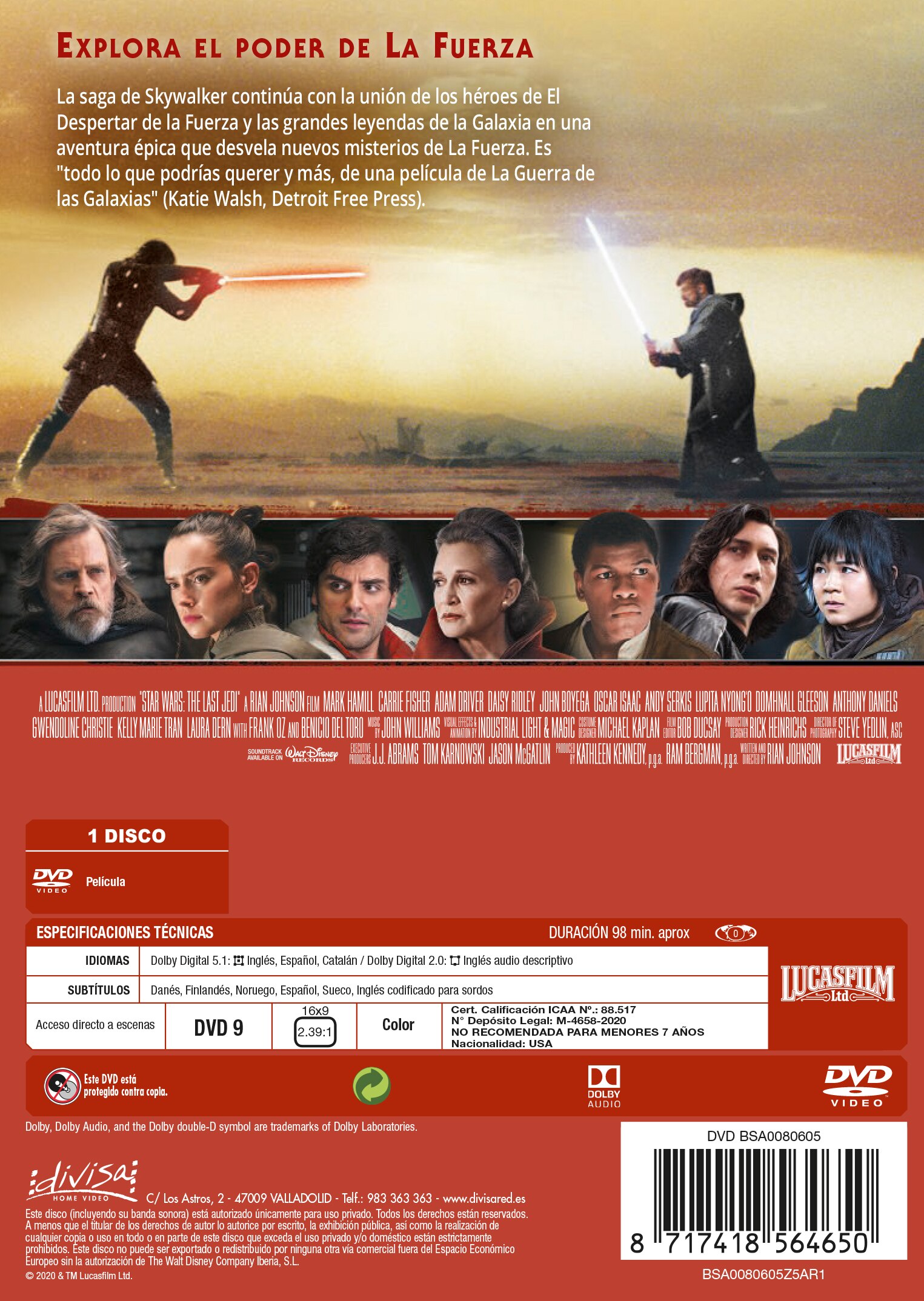 Stars Wars. Episodio VIII: Los Últimos Jedi (DVD) 2