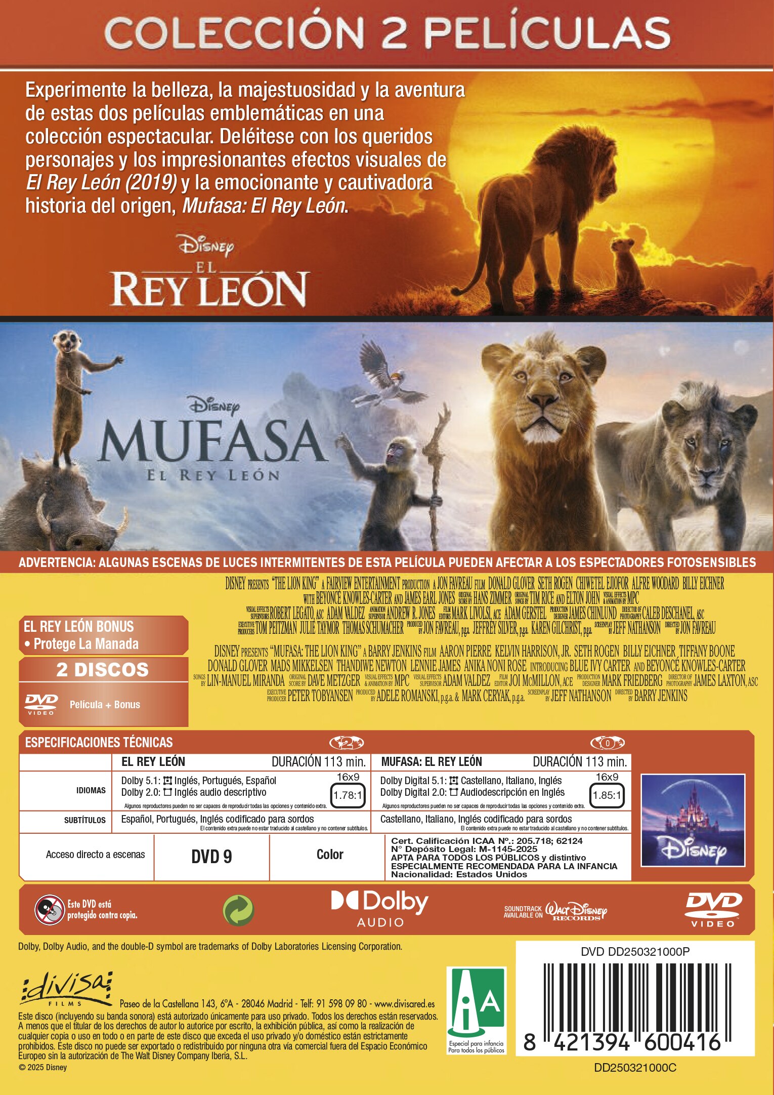 El rey león: Colección 2 películas (Live Action) (DVD) 2