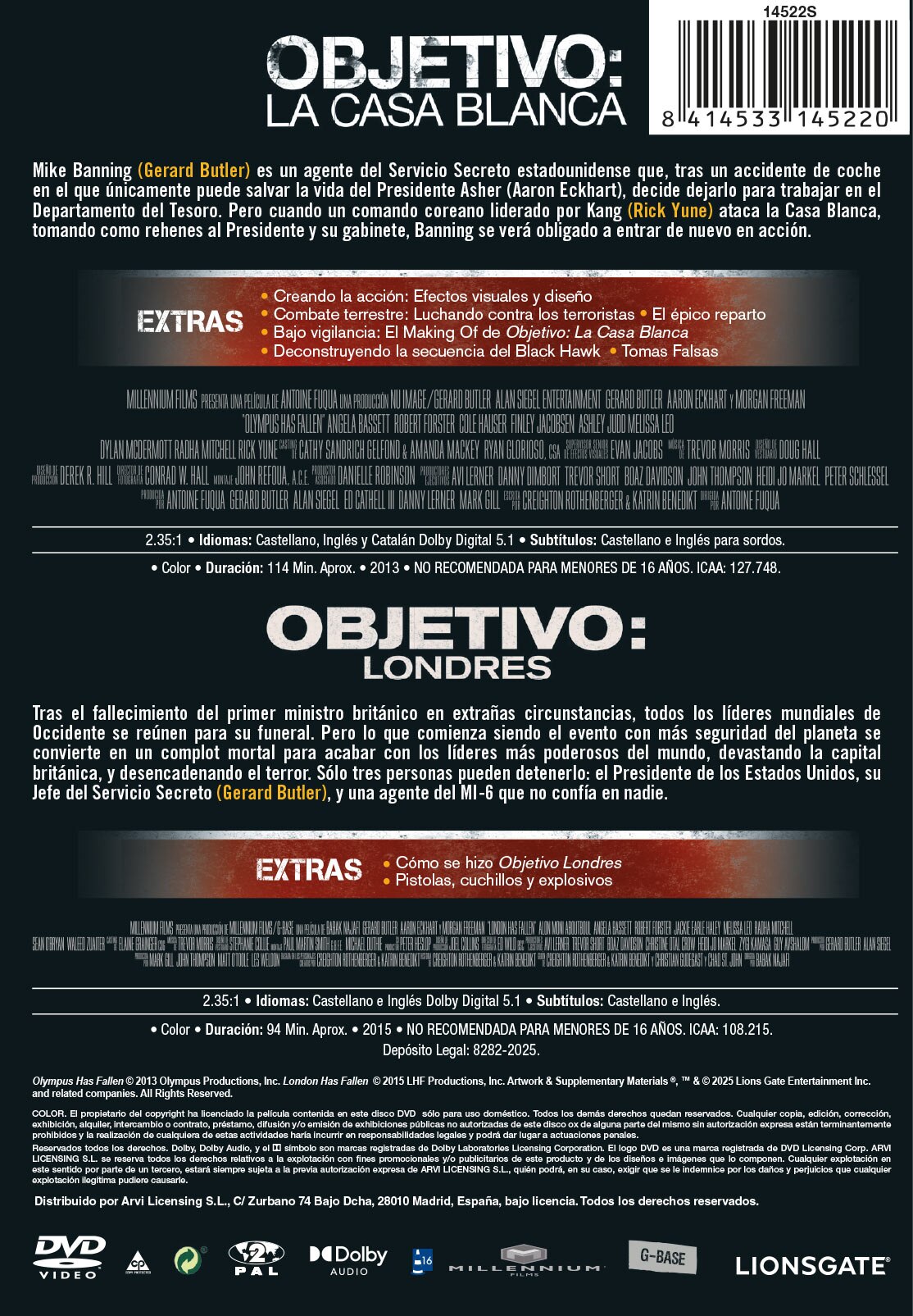 Pack Objetivo La Casa Blanca + Objetivo Londres (DVD) 2