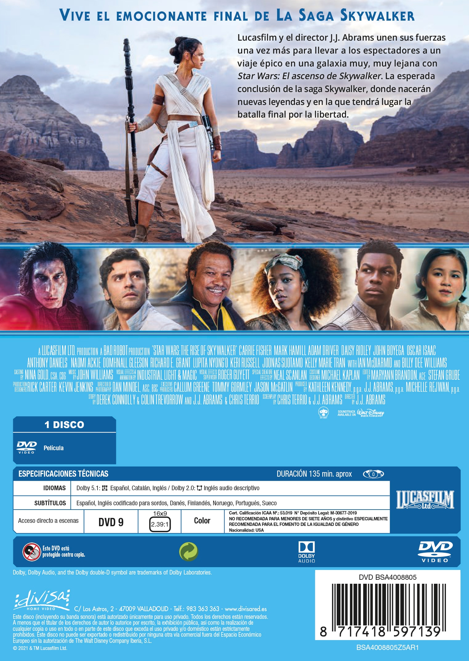Star Wars. Episodio fianl: El Ascenso de Skywalker (DVD) 2