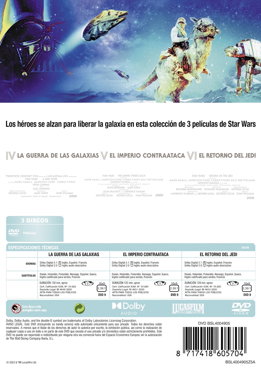 Trilogía Star Wars, Episodios 4-6 (DVD) 2