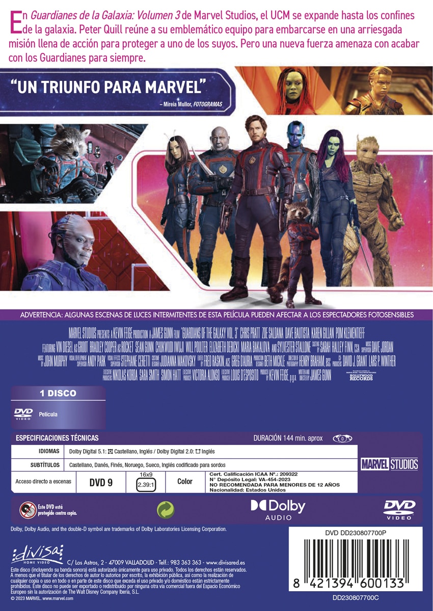Guardianes de la galaxia Vol. 3 (DVD) 2