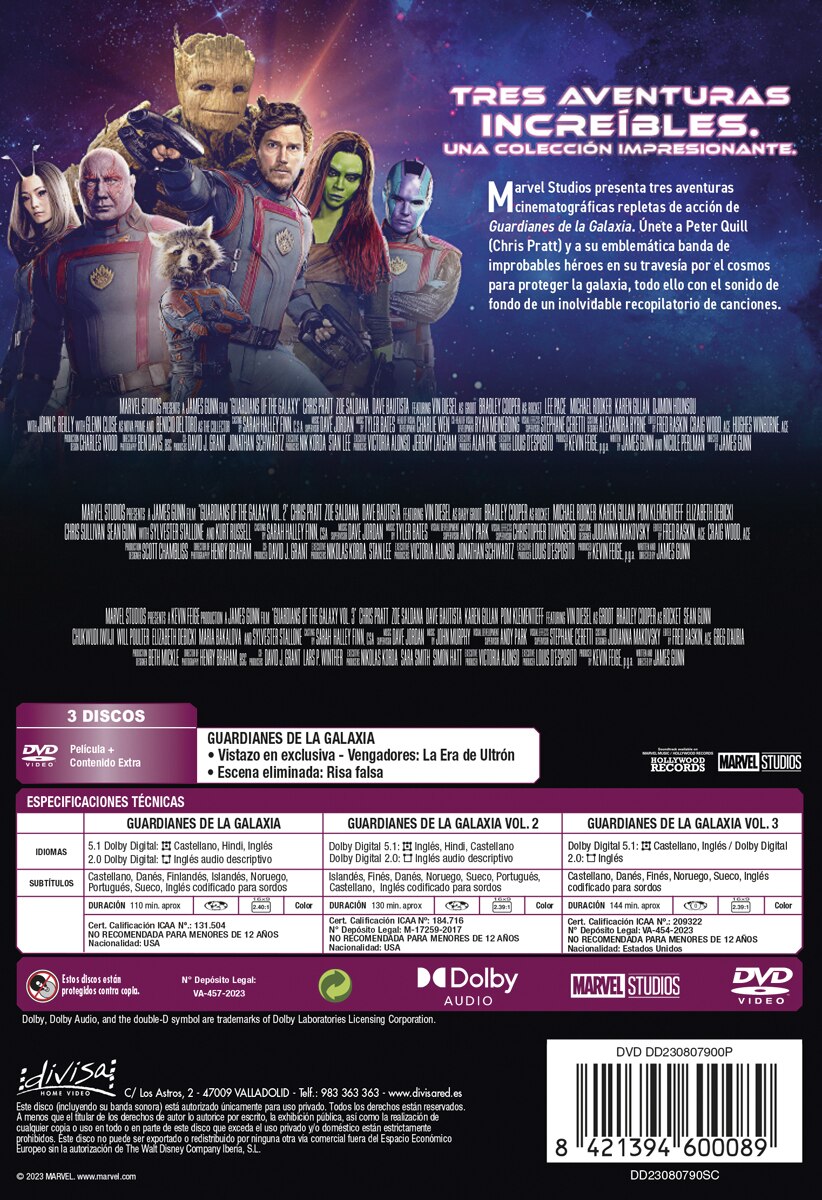 Guardianes de la galaxia: Colección 3 películas (DVD) 2