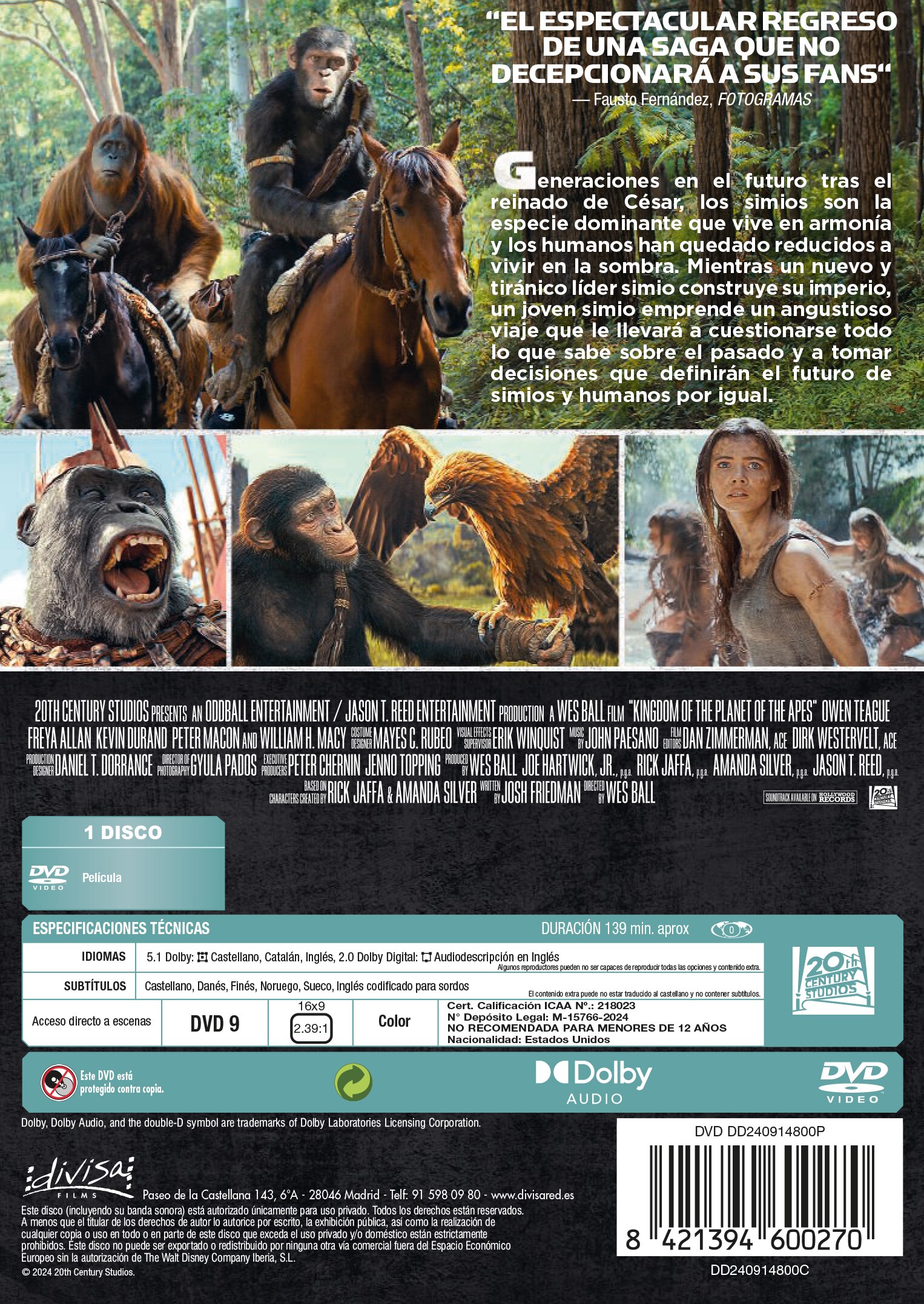El reino del planeta de los simios (DVD) 2