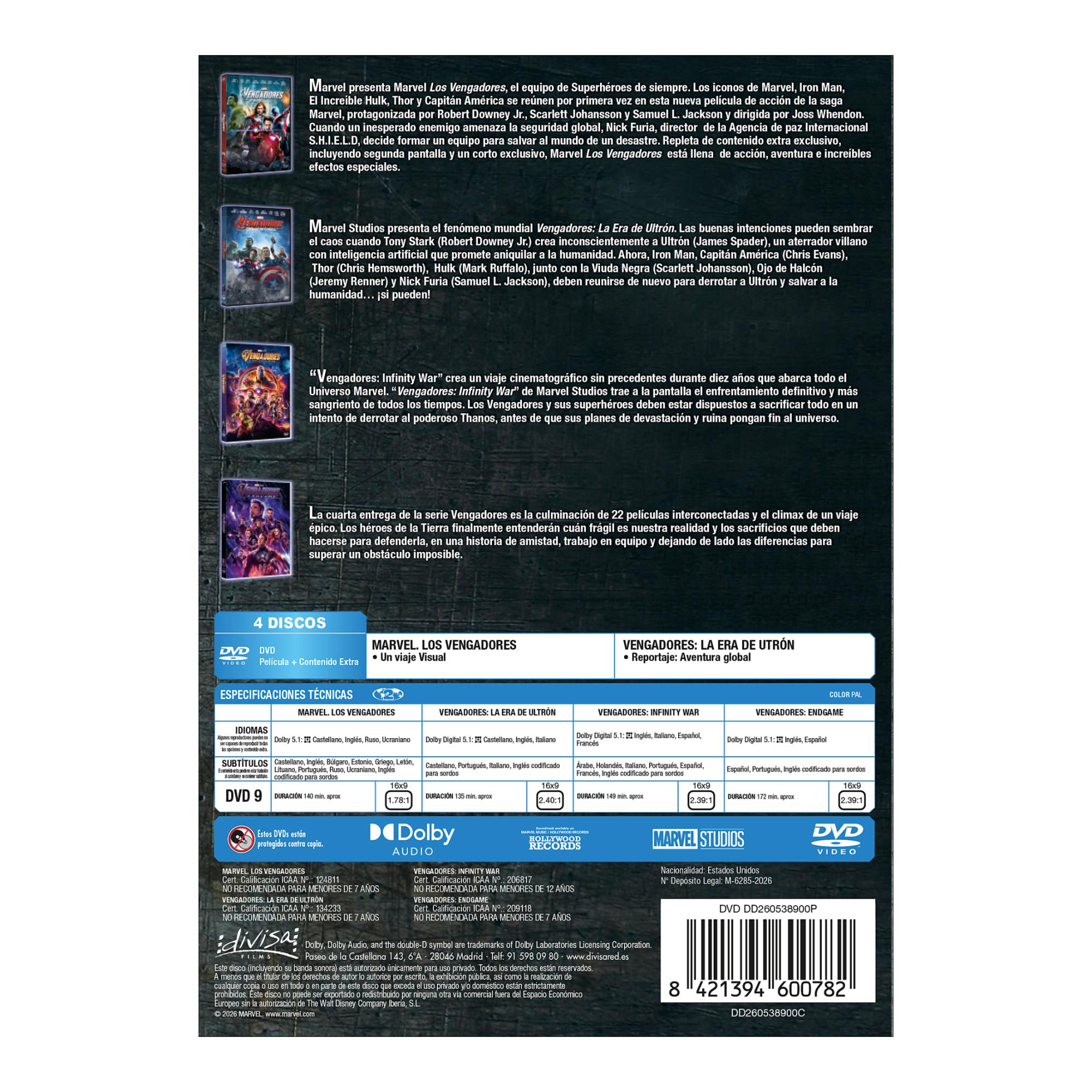Vengadores: Colección 4 películas (DVD) 2