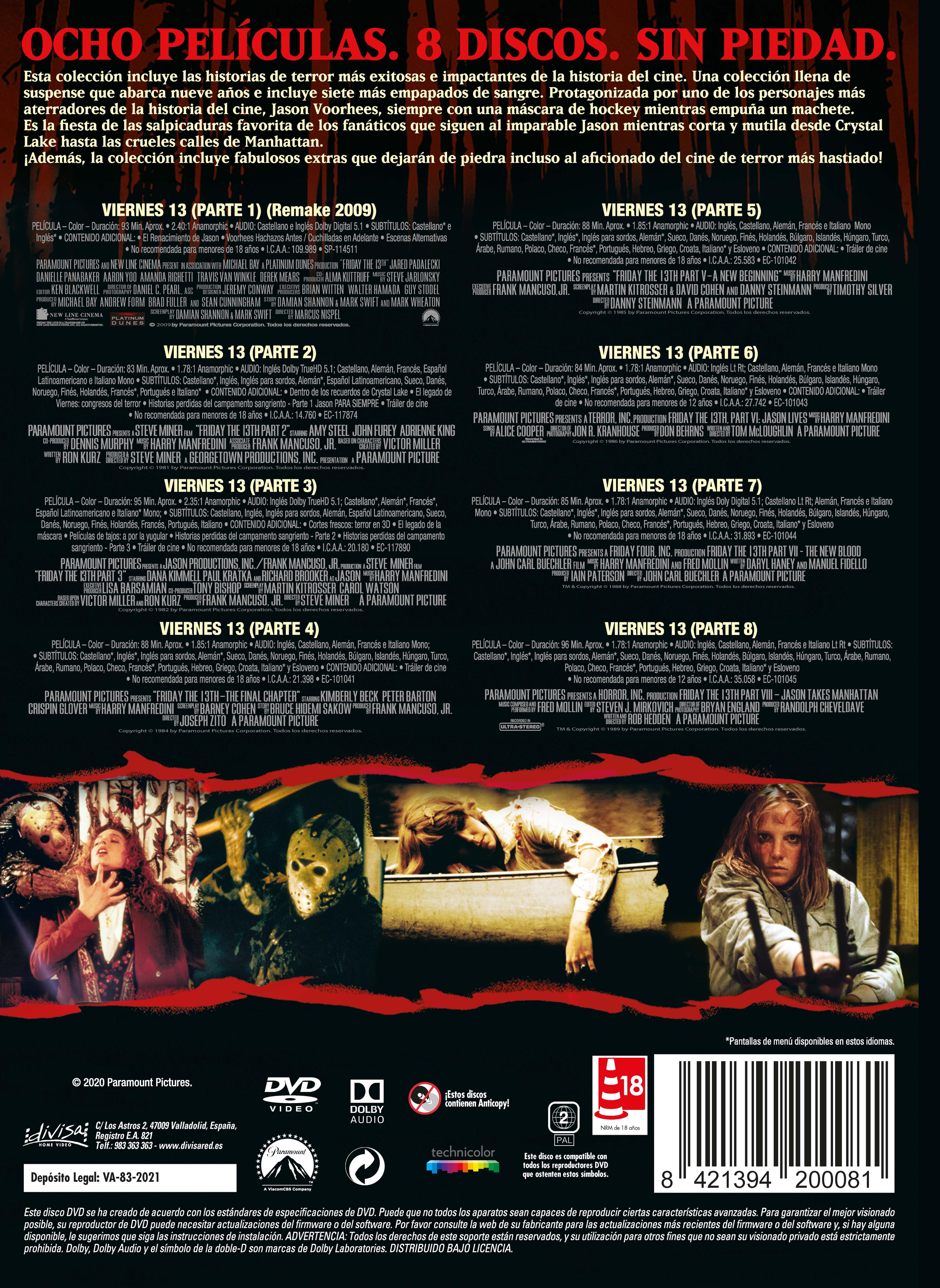 Pack Viernes 13: 1-8 (DVD) 2