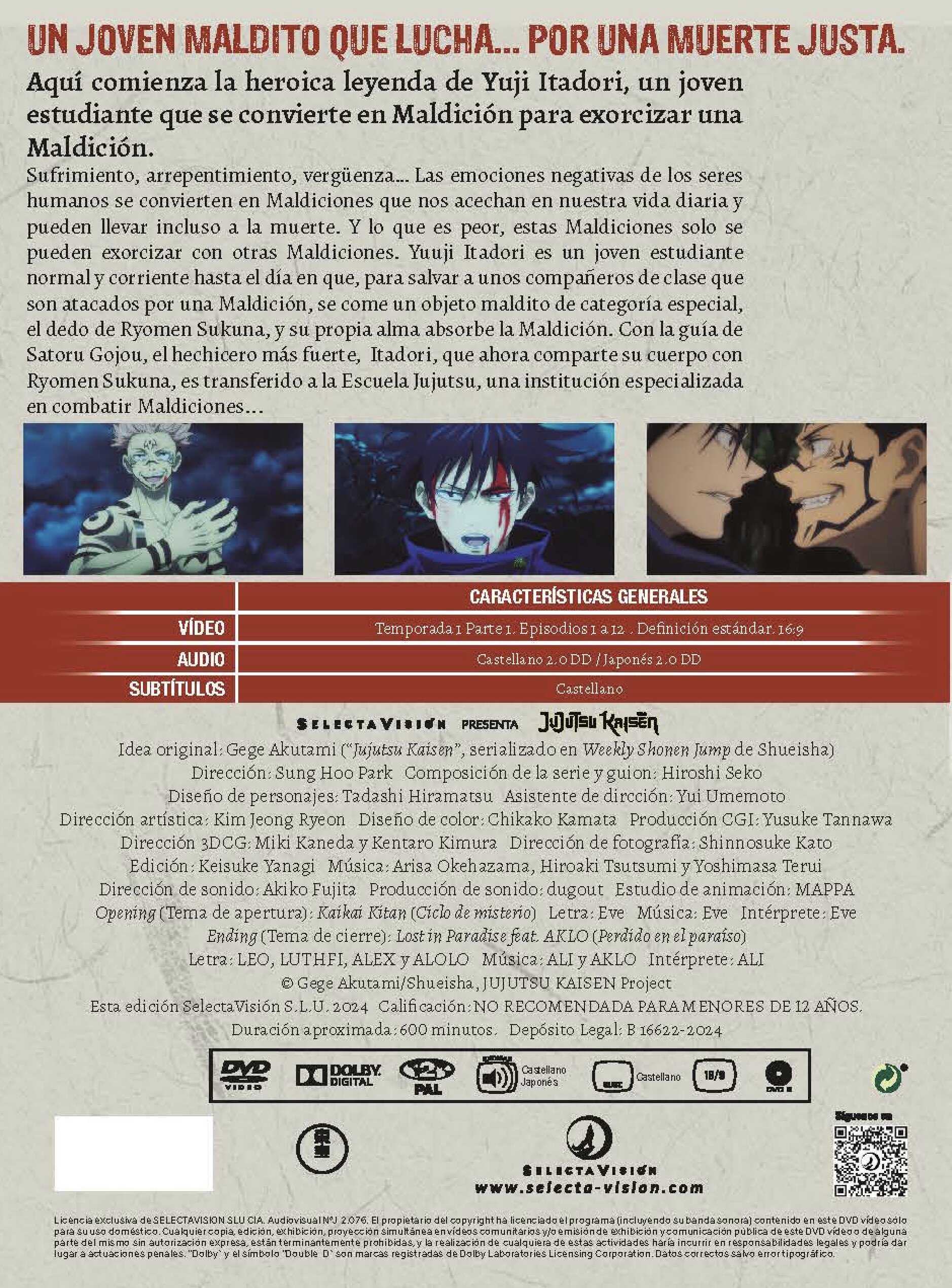 Jujutsu kaisen. 1ª Temporada, parte 1, episodios 1 a 12 (DVD) 4