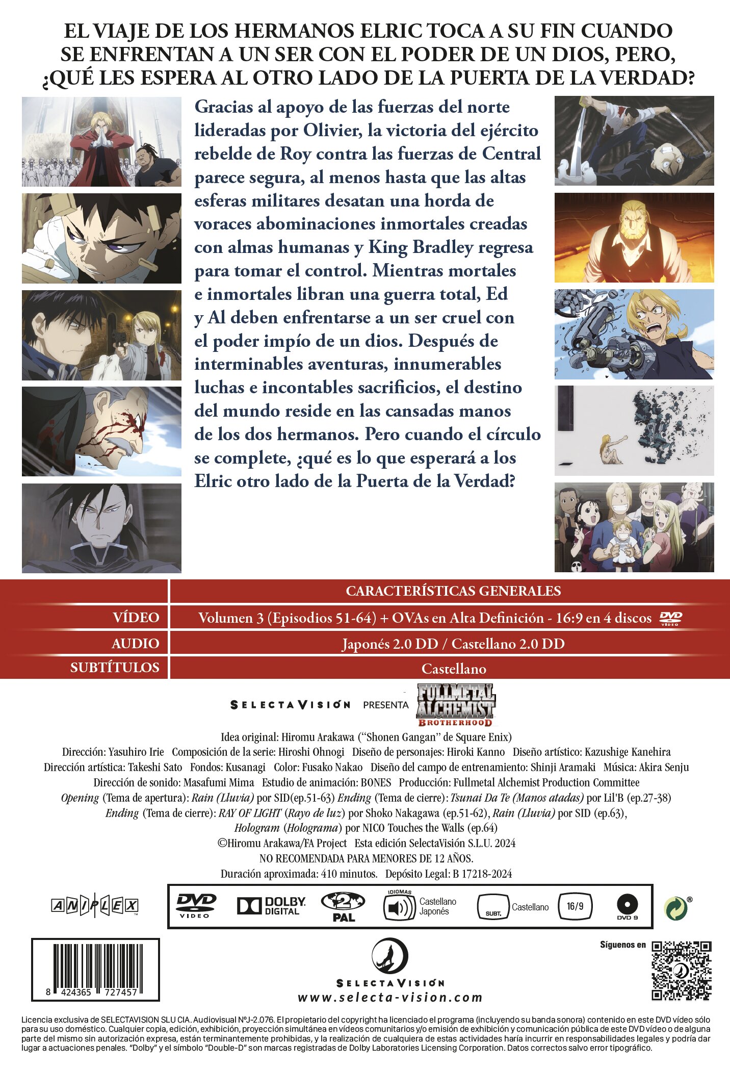 Fullmetal alchemist brotherhood box 3. Episodios 51 a 64 + 4 ova (DVD) 3