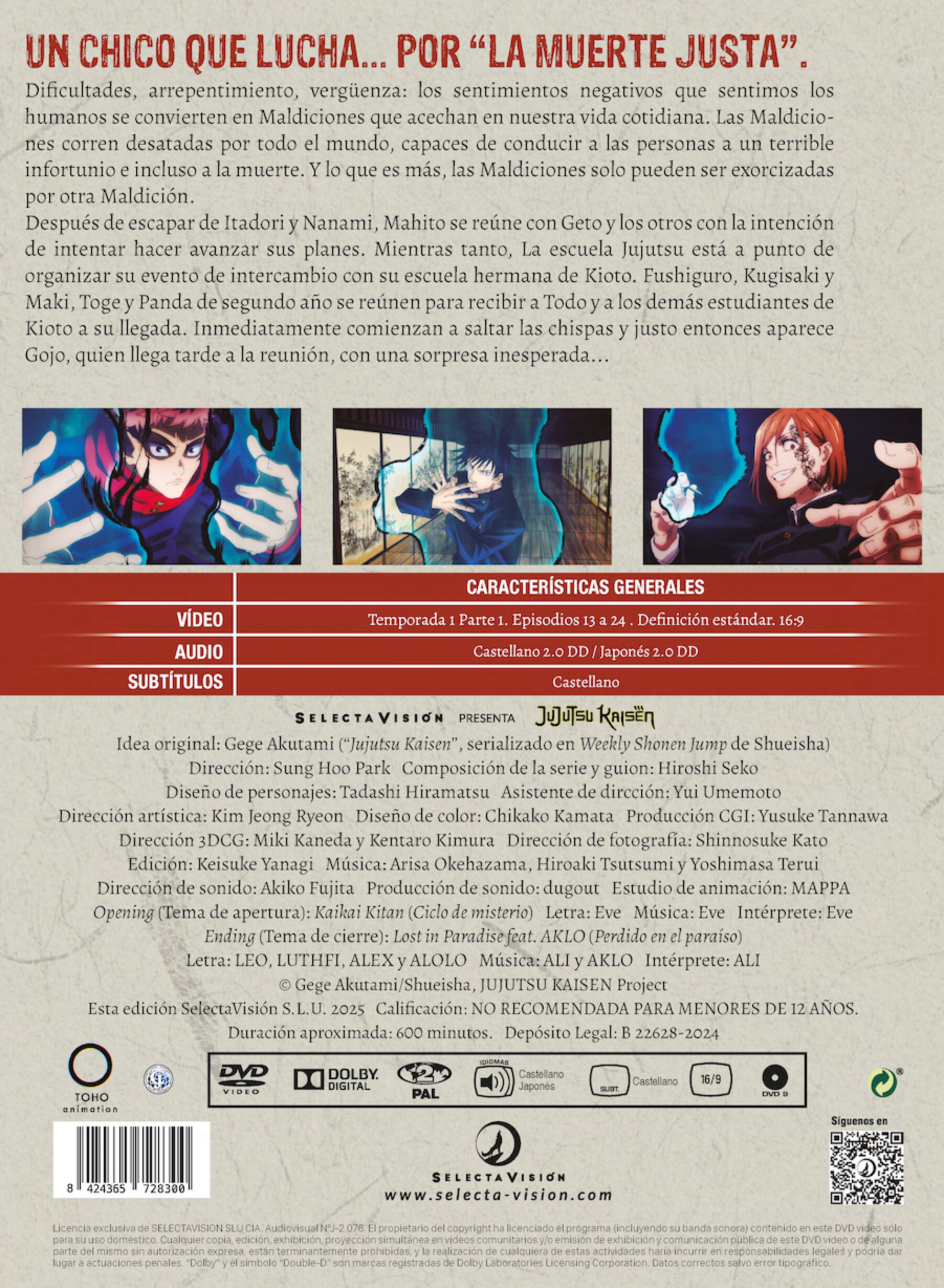 Jujutsu kaisen temporada 1 parte 2 episodios 13 a 24 (DVD) 3