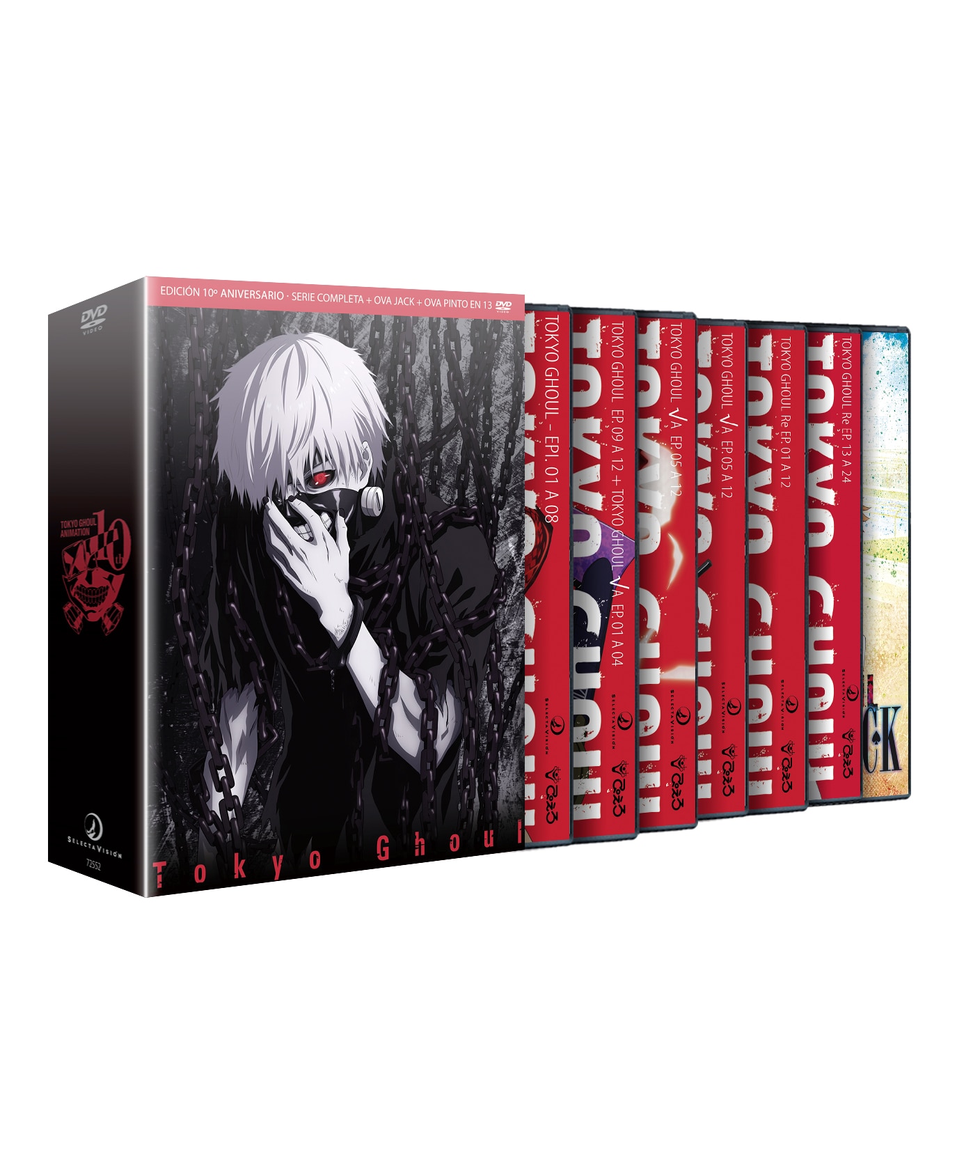 Tokyo ghoul. serie completa + ova jack: 30 min; ova pinto 24 minutos (DVD) 2