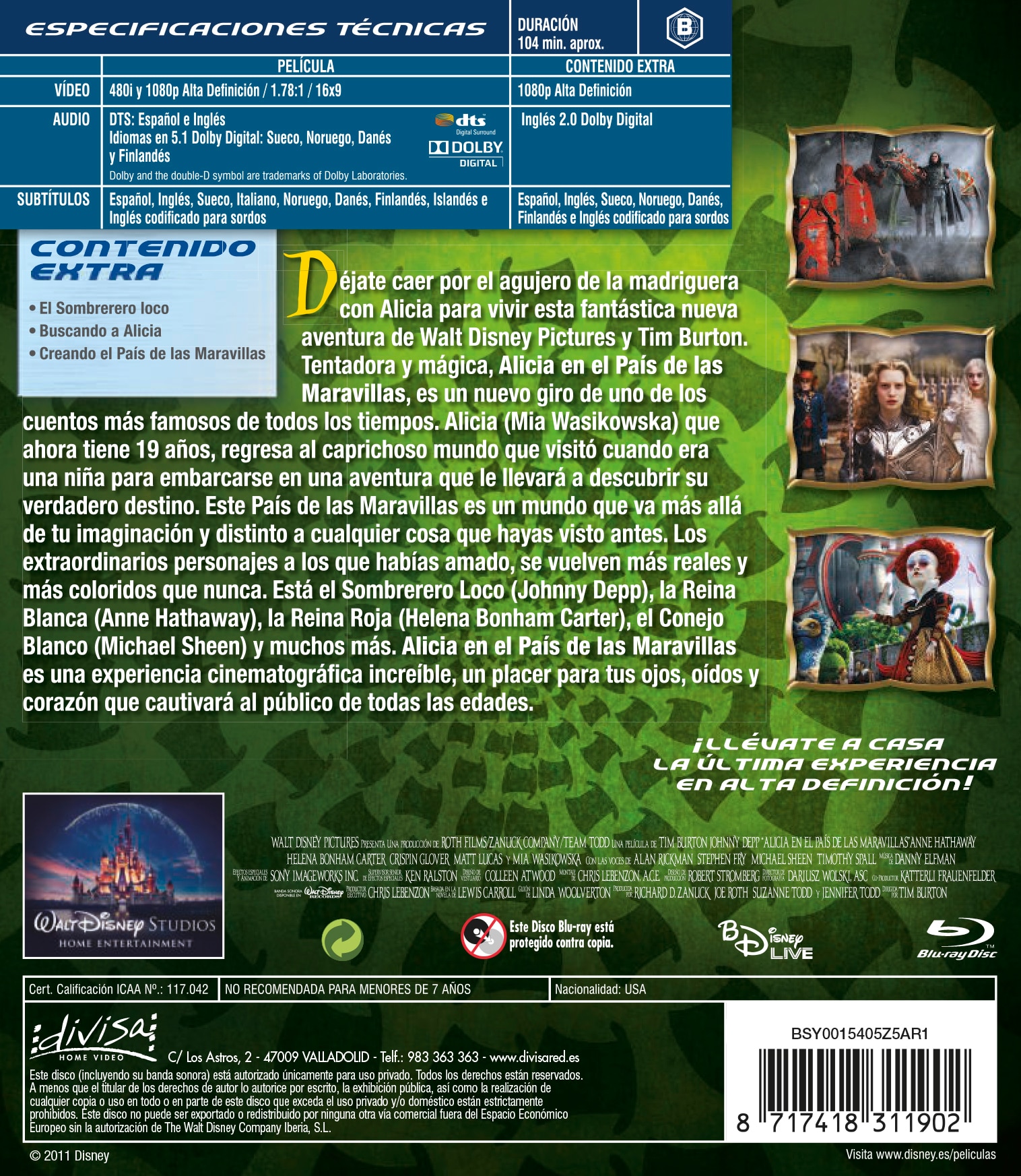Alicia en el País de las Maravillas (Blu-Ray + Copia Digital) 2