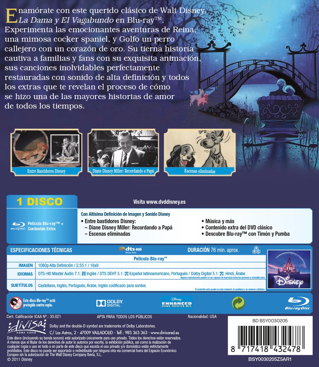 La Dama y el Vagabundo (Blu-Ray) · Disney · El Corte Inglés
