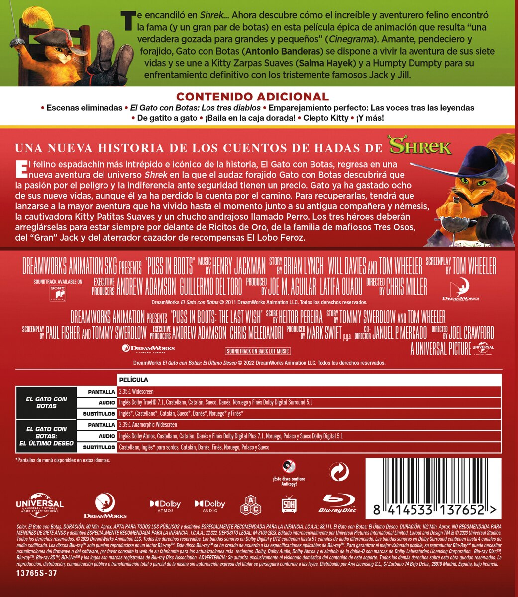 Pack El gato con botas 1-2 (Blu-Ray) 2
