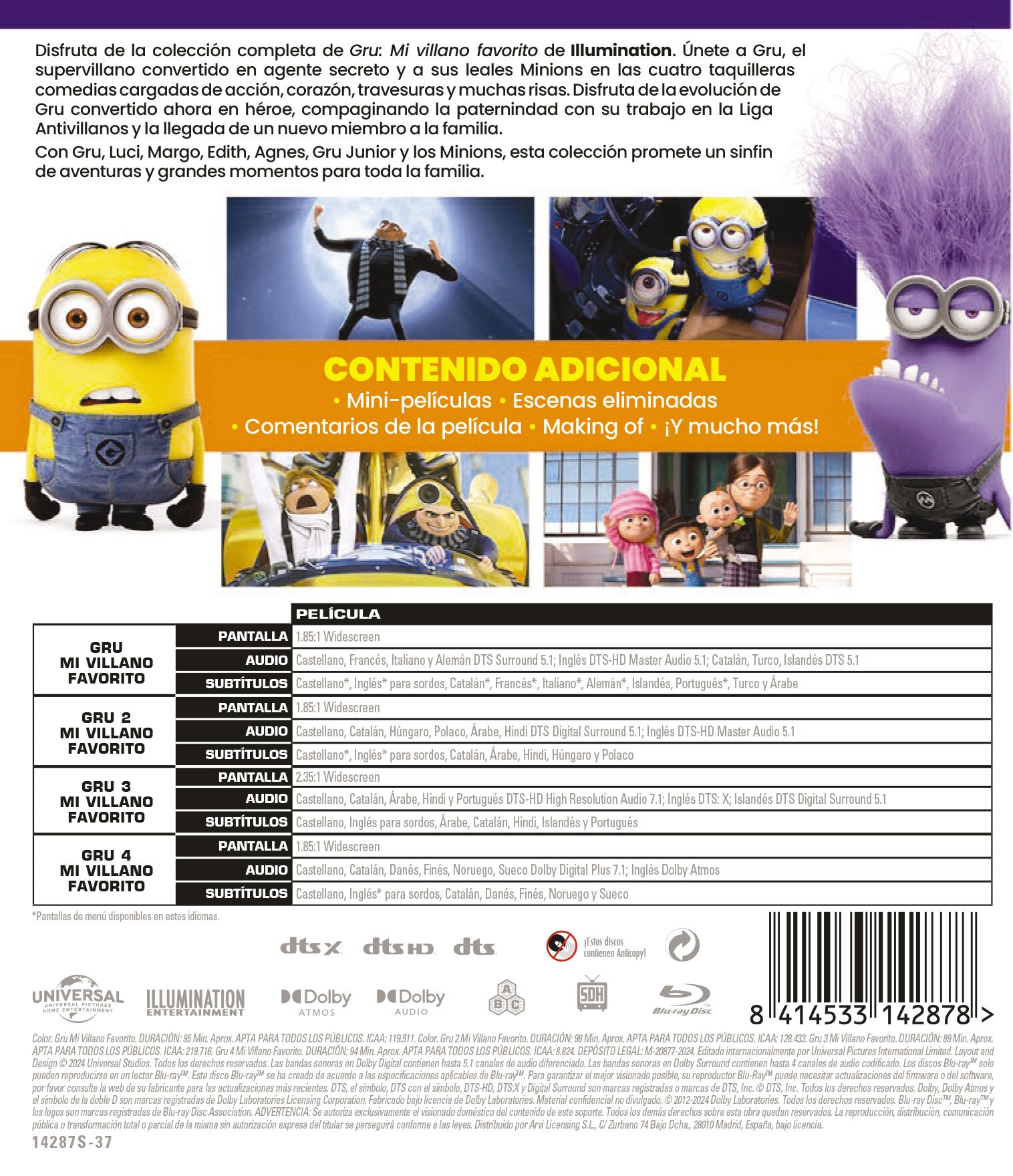 Pack Gru mi villano favorito 1-4 (Blu-Ray) 2