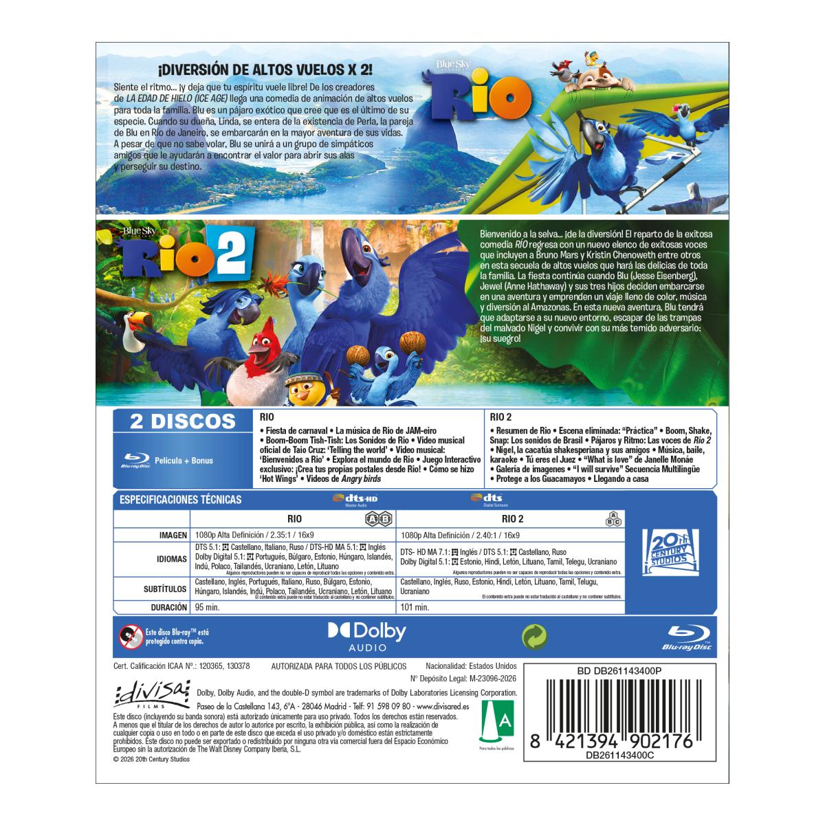 Imagen 2 de Rio: Colección 2 películas (Blu-Ray)