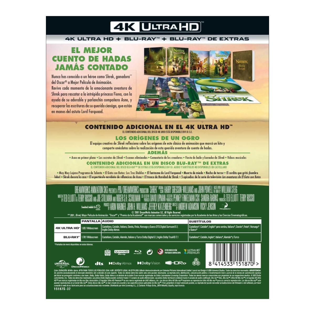Imagen 2 de Shrek (UCE Edición Especial 25º aniversario) (4K Ultra HD + Blu-Ray + Blu-Ray BONUS)