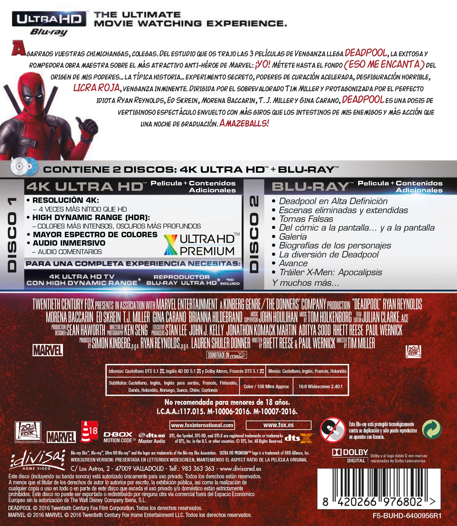 Deadpool (4K Ultra HD + Blu-Ray) 2