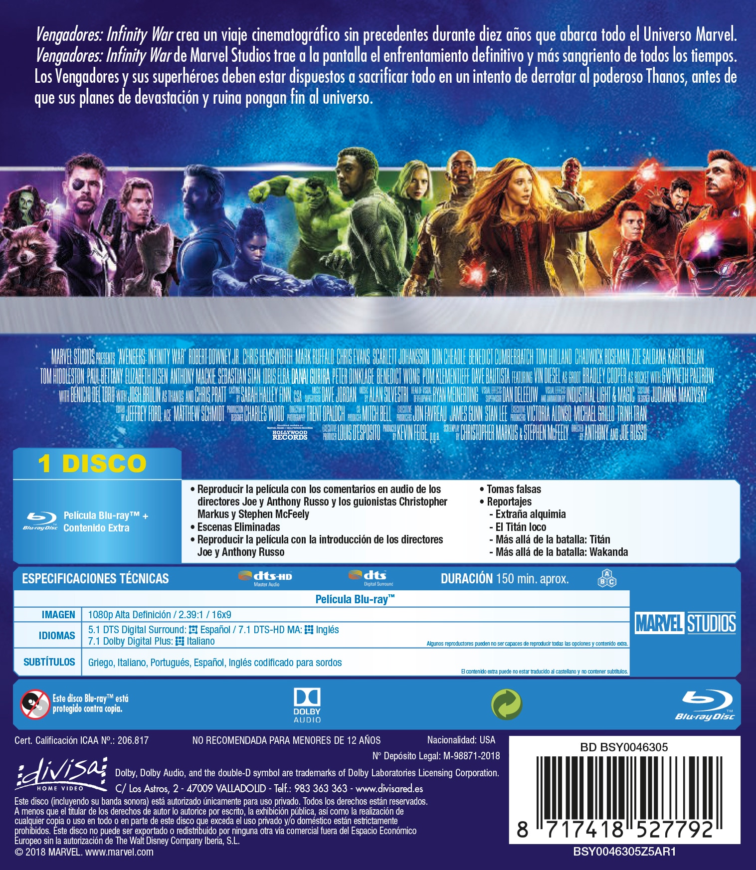 Vengadores: Infinity War (Blu-Ray) 2