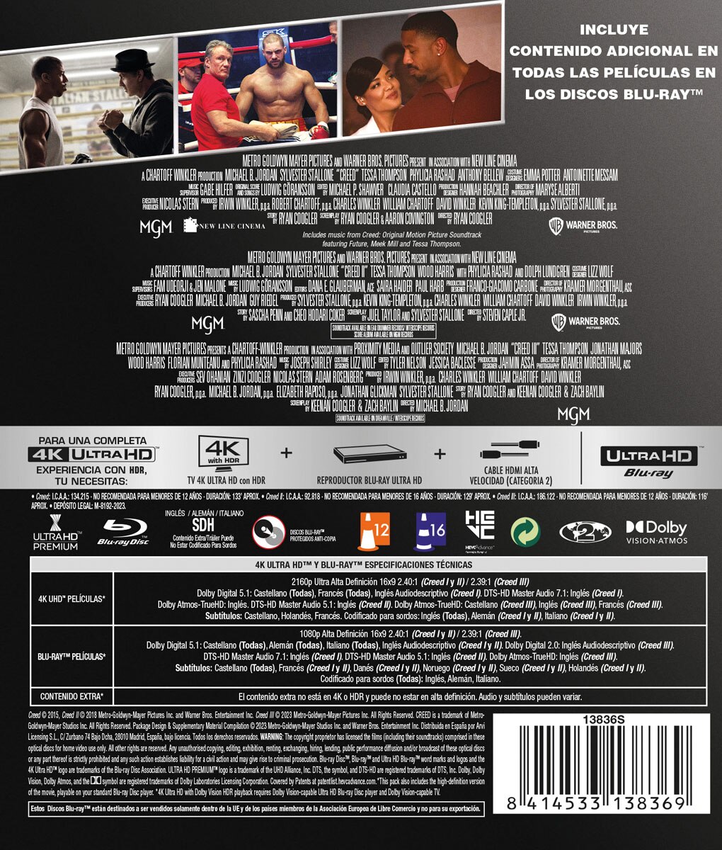 Imagen 2 de Creed Pack 1-3 (4K Ultra HD + Blu-Ray)
