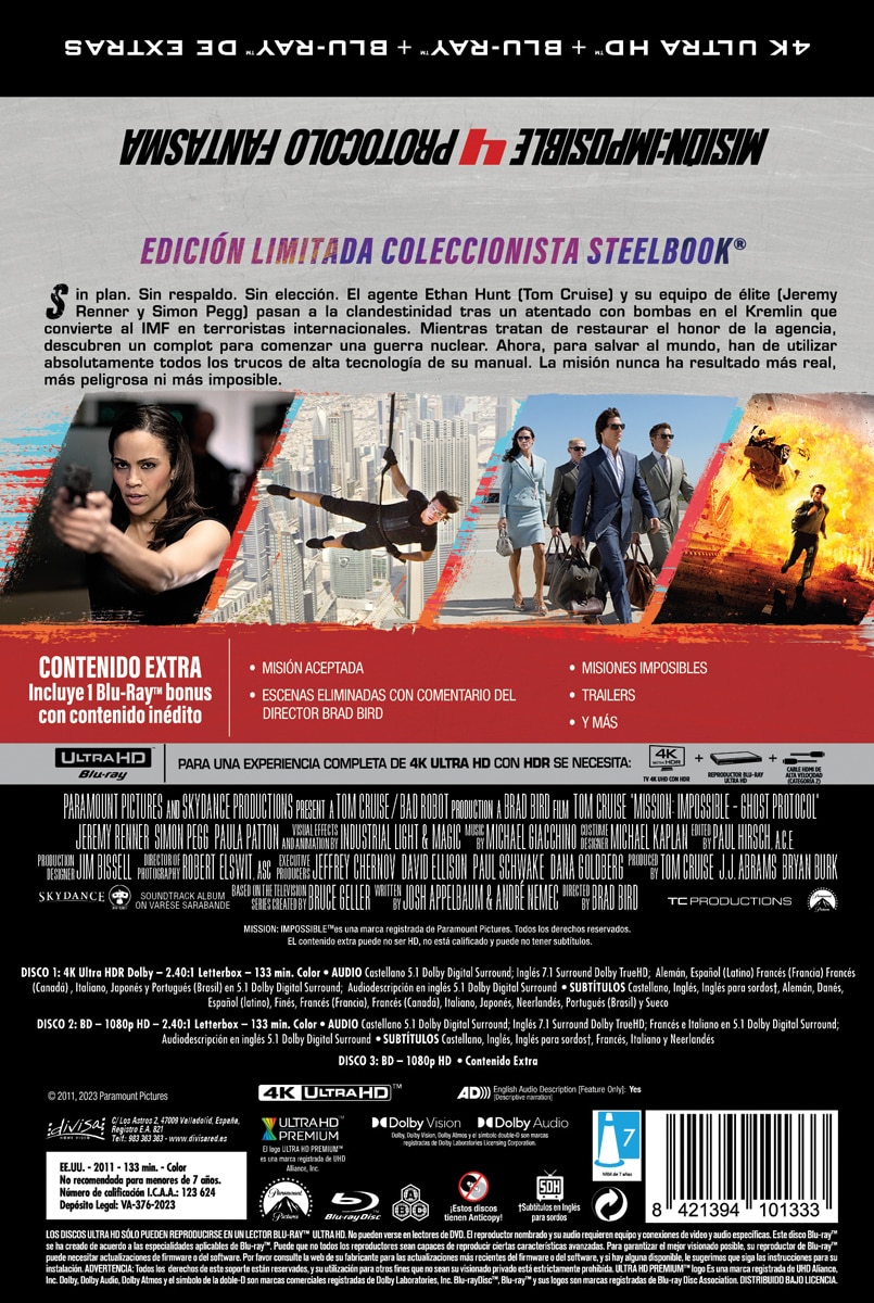 Misión imposible 4: Protocolo fantasma (Edición Metálica) (4K Ultra HD + Blu-Ray) 4