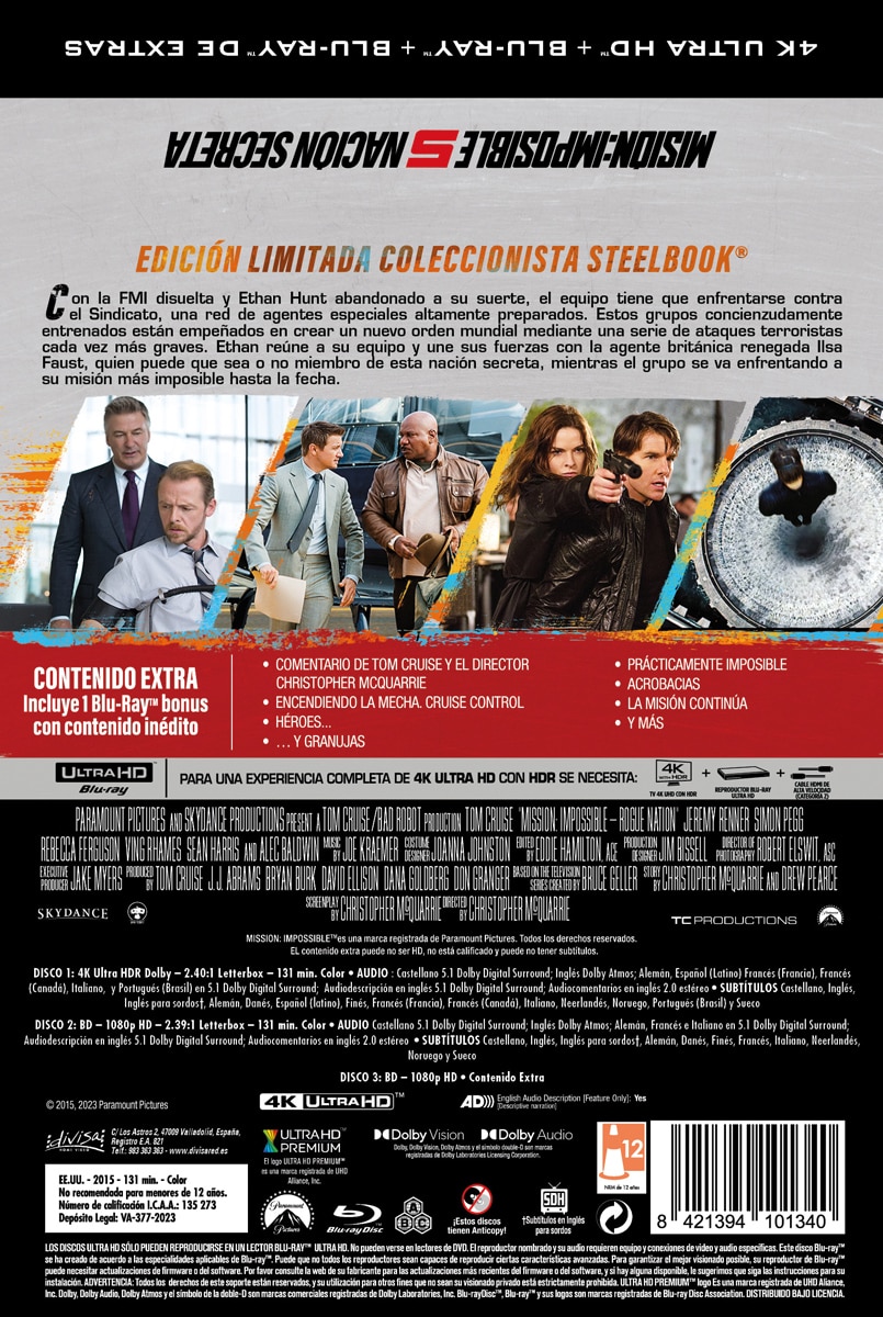 Misión imposible 5: Nación secreta (Edición Metálica) (4K Ultra HD + Blu-Ray) 4