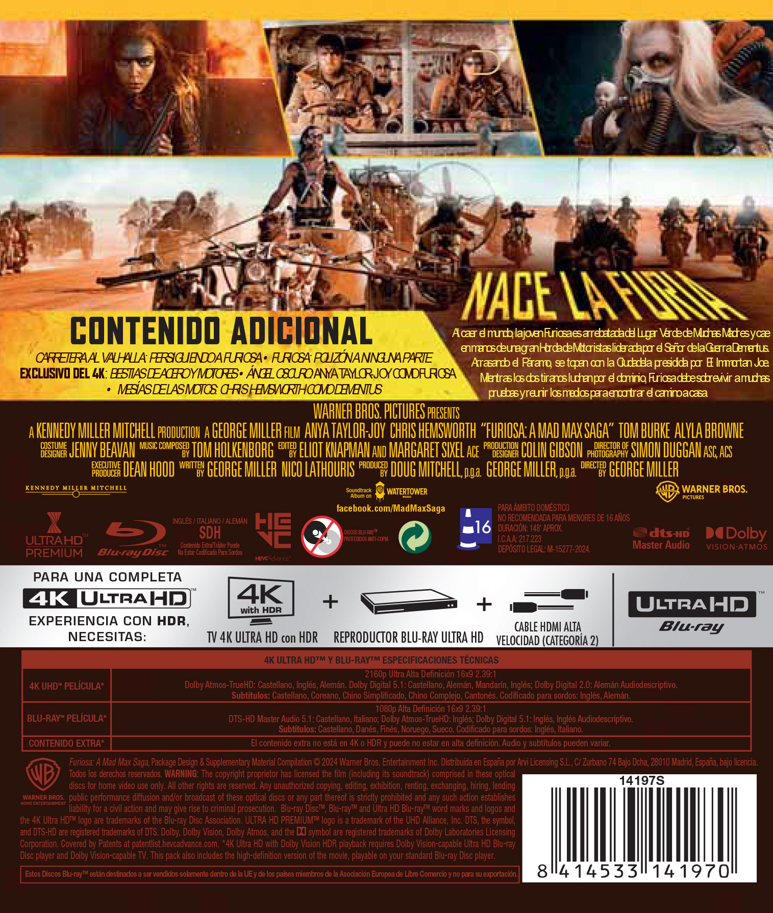Imagen 0 de Furiosa: De la saga Mad Max (4K Ultra HD + Blu-Ray)