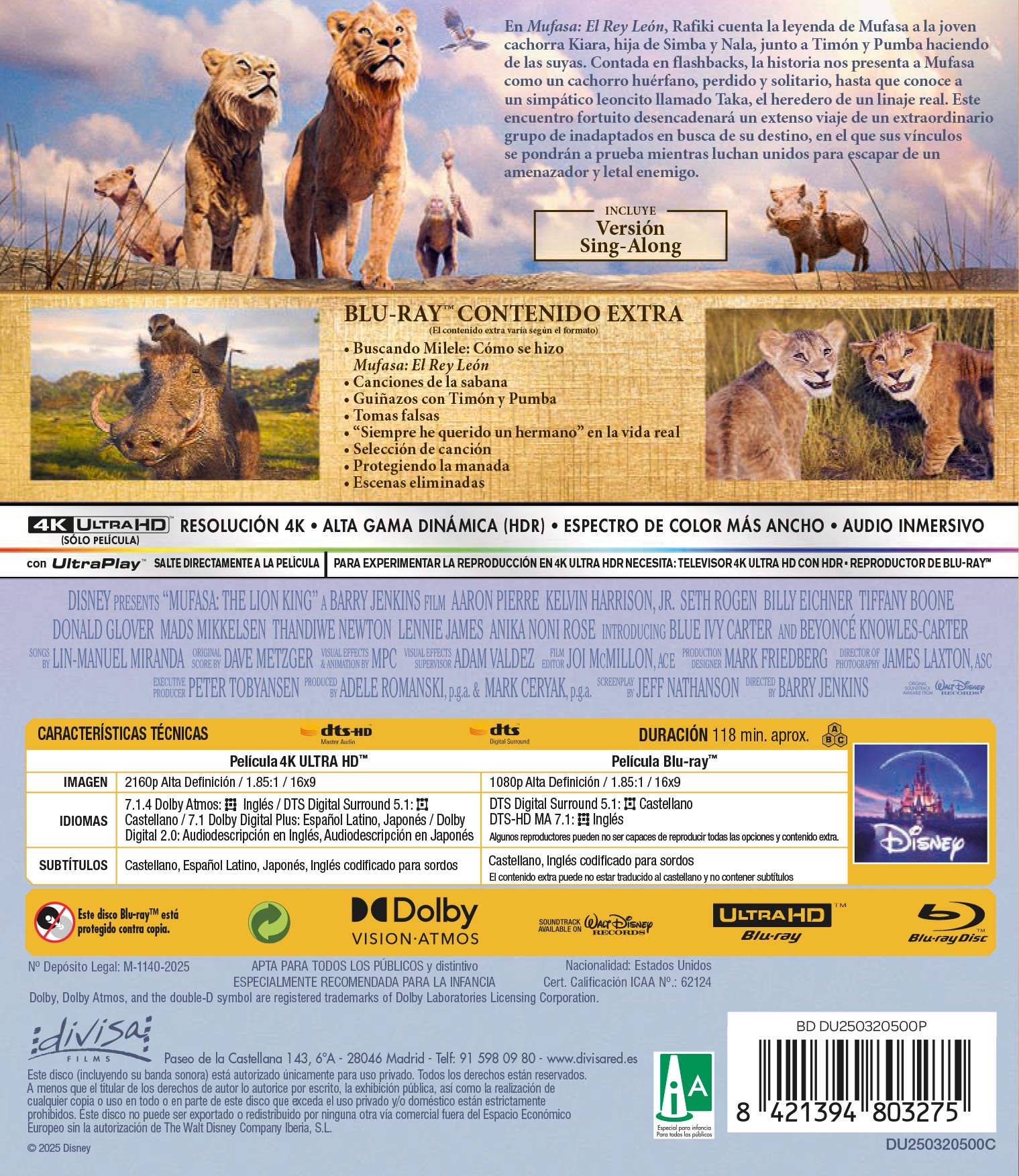 Mufasa: El rey león (4K Ultra HD + Blu-Ray) 2