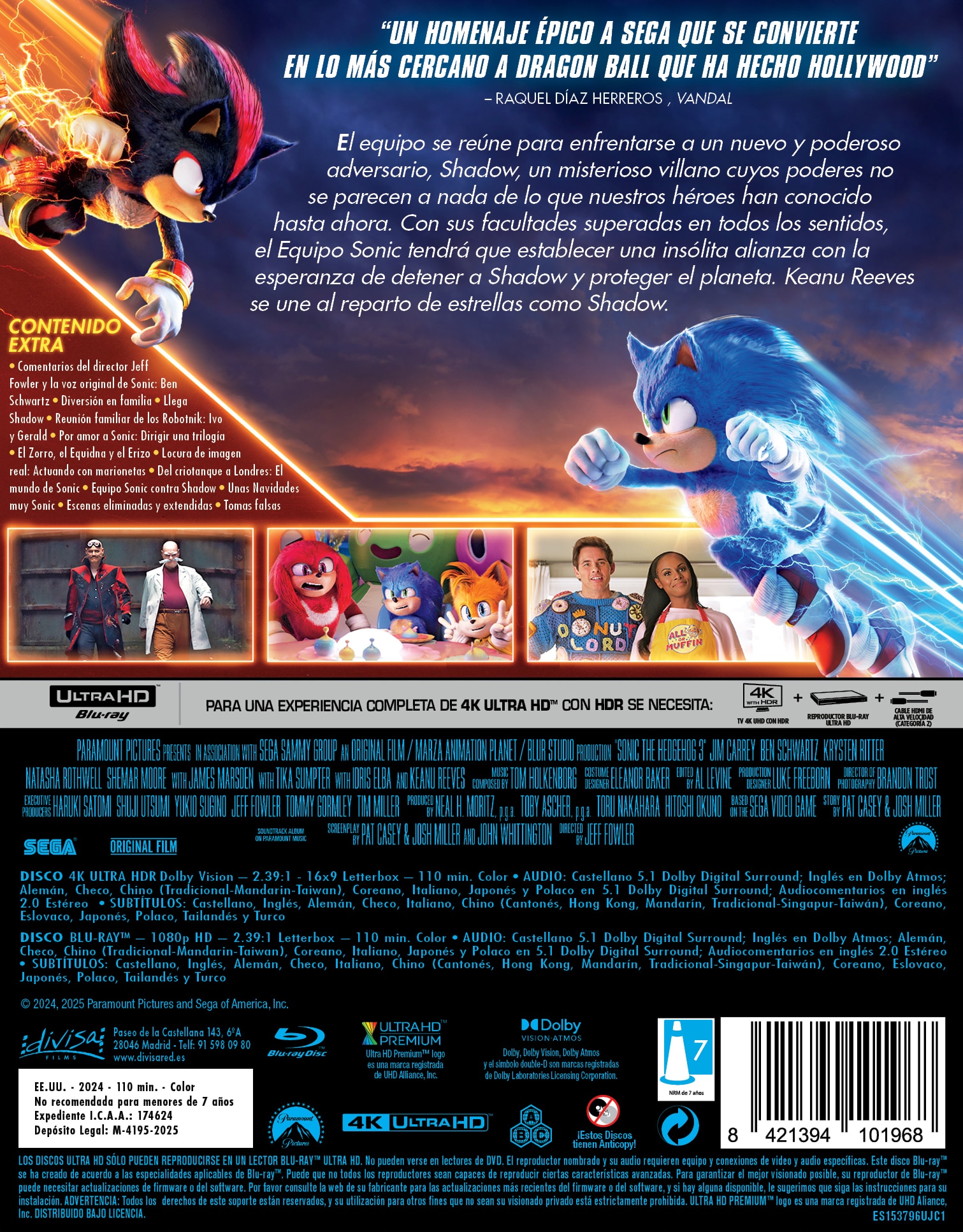 Sonic 3: La película (Edición Metálica Sonic) (4K Ultra HD + Blu-Ray) 3