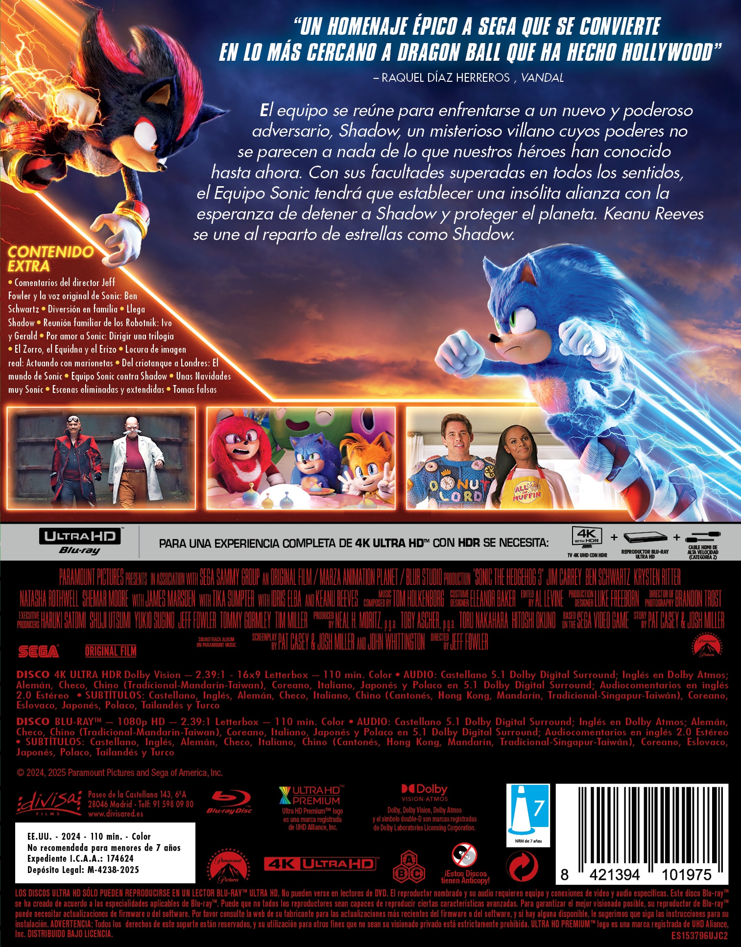 Sonic 3: La película (Edición Metálica Shadow) (4K Ultra HD + Blu-Ray) 3