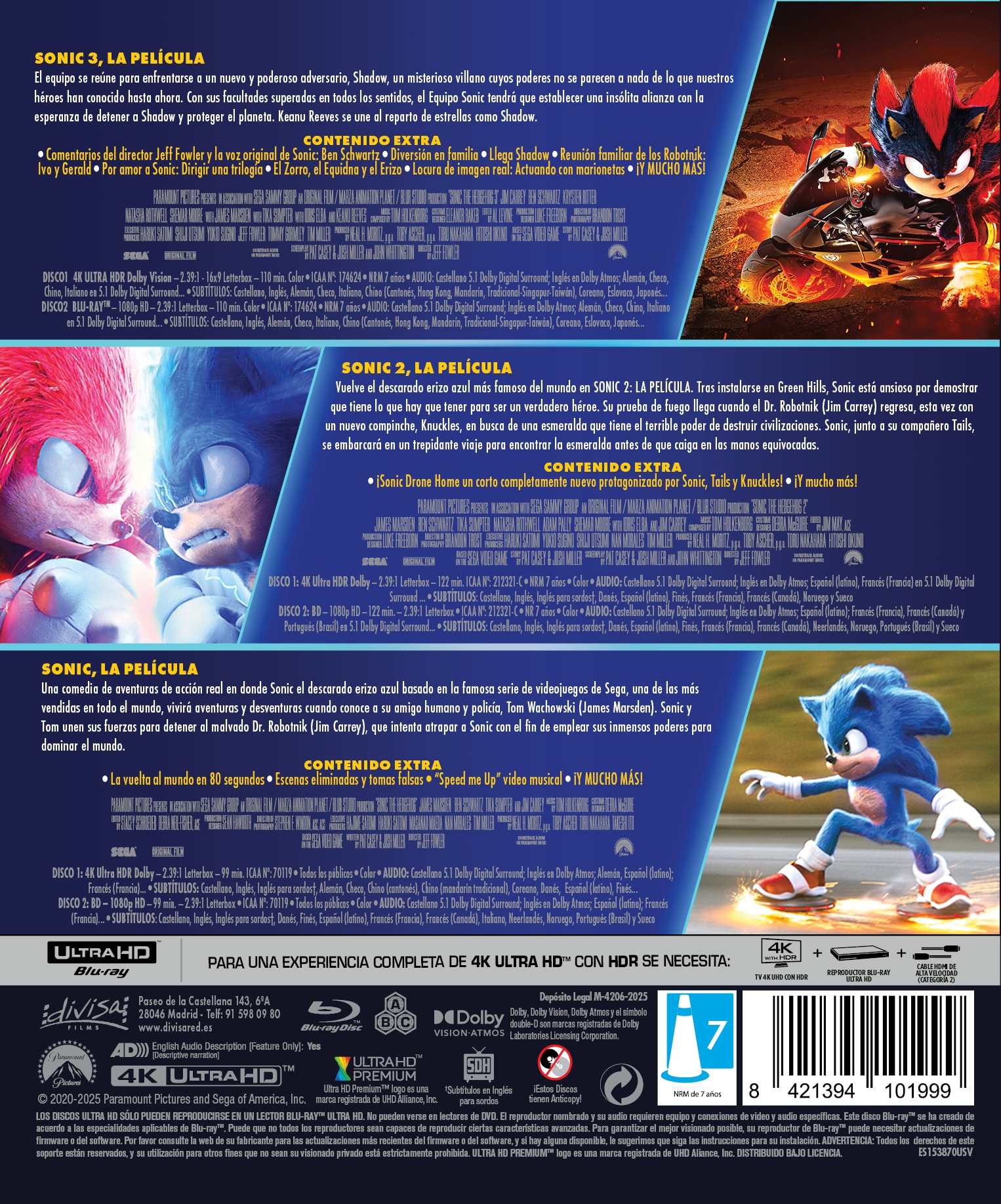 Sonic: Colección 3 películas (4K Ultra HD + Blu-Ray) 2
