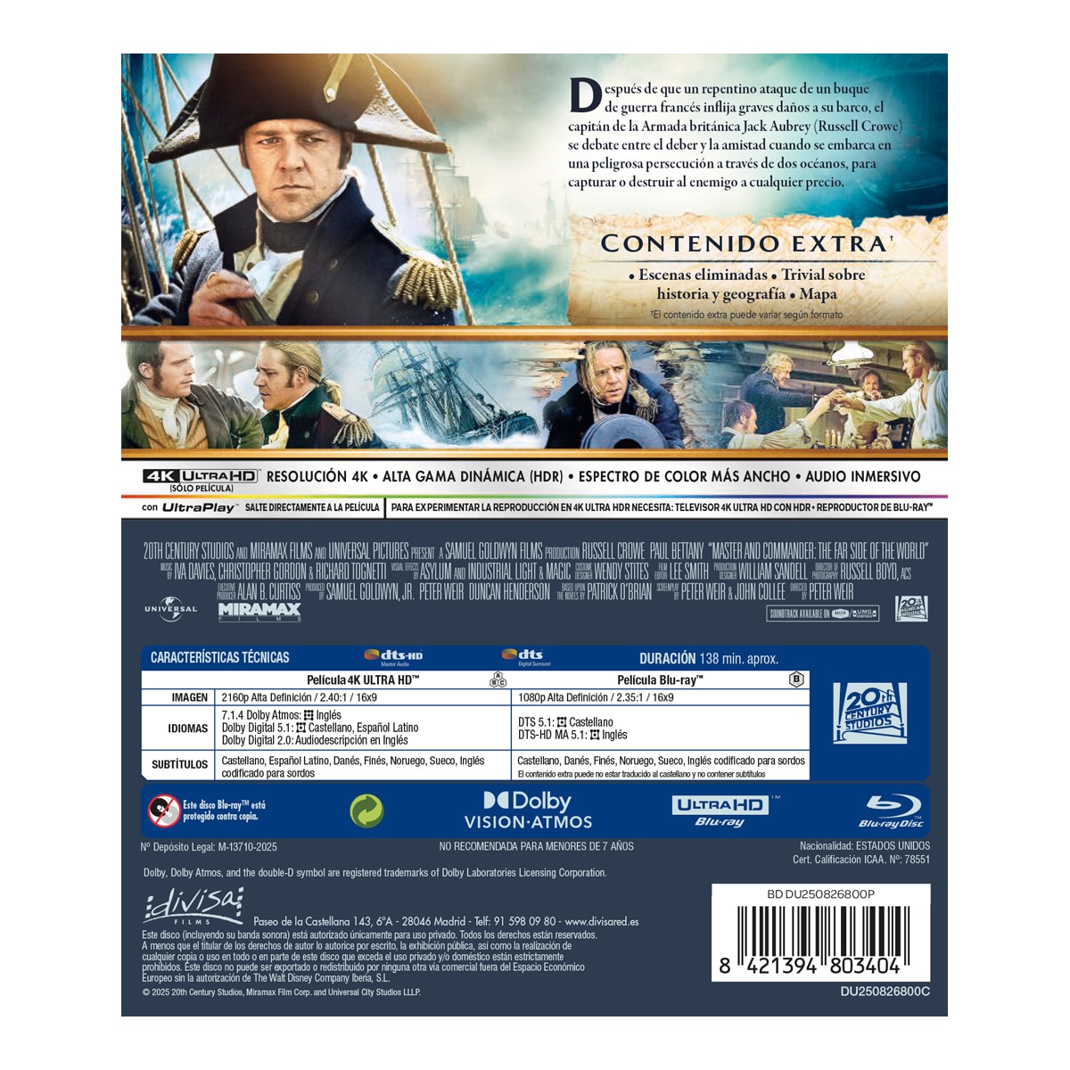 Master and Commander: Al otro lado del mundo (4K Ultra HD + Blu-Ray) 2