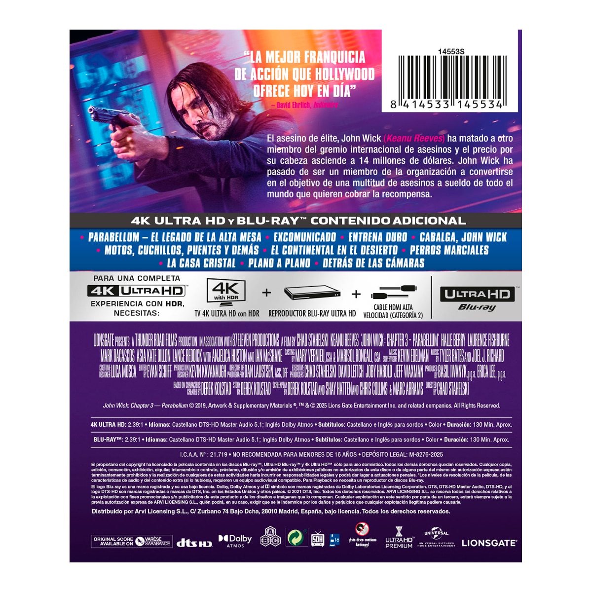 Imagen 2 de John Wick. Capitulo 3: Parabellum (4K Ultra HD + Blu-Ray)