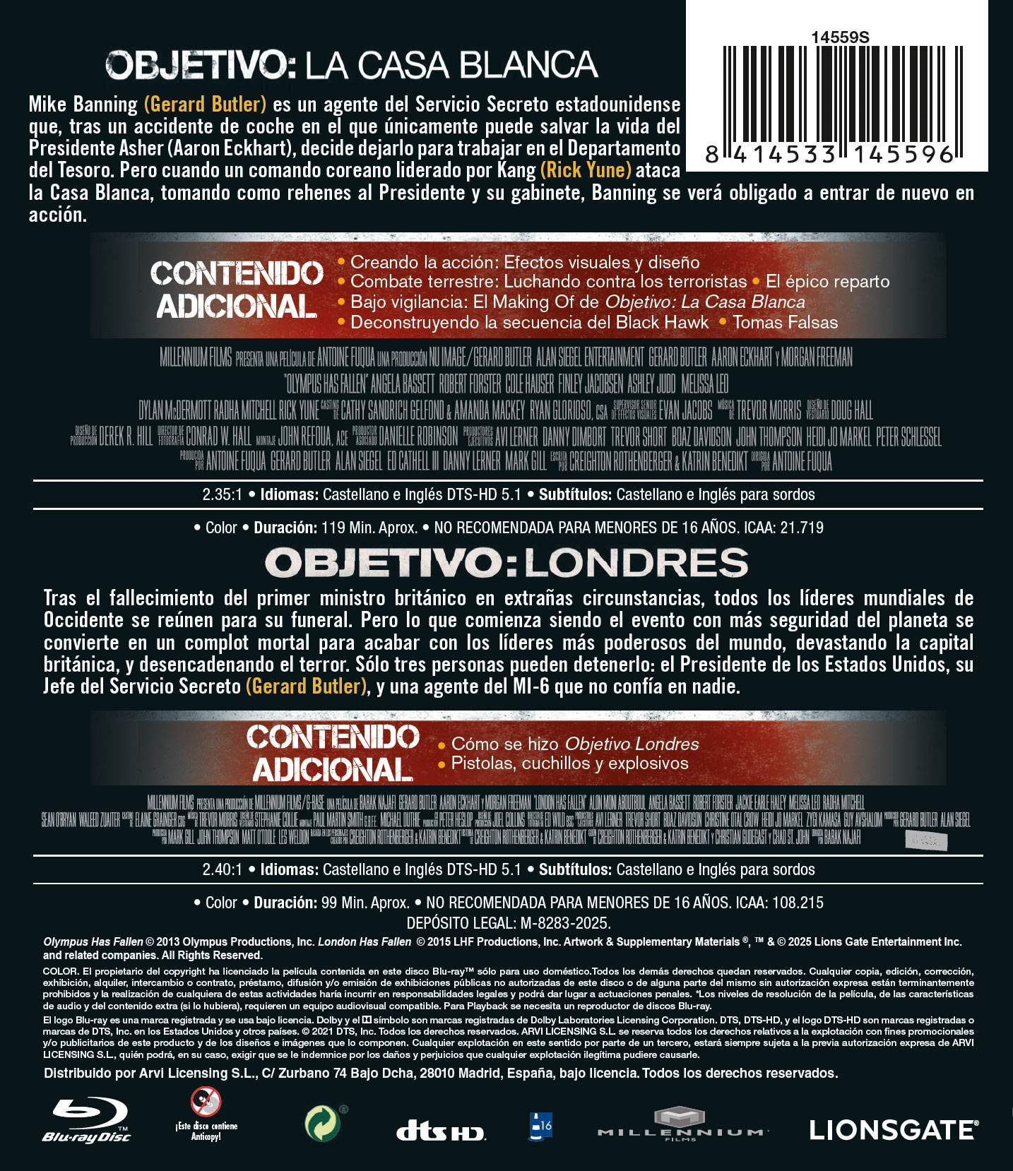 Pack Objetivo La Casa Blanca + Objetivo Londres (Blu-Ray) 2