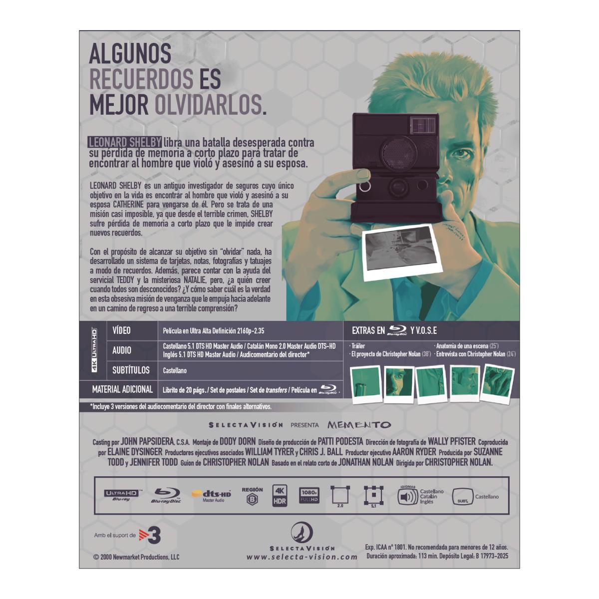 Imagen 2 de Memento ( 4K Ultra HD + Blu-Ray)