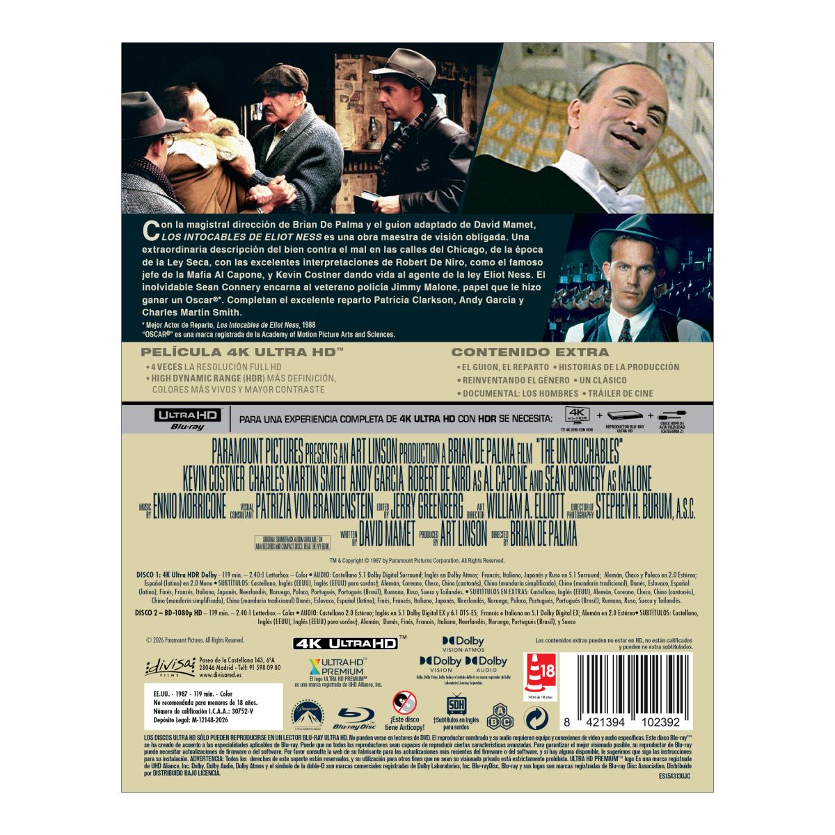 Los intocables de Eliot Ness (Edición Metálica) (4K Ultra HD + Blu-Ray) 3