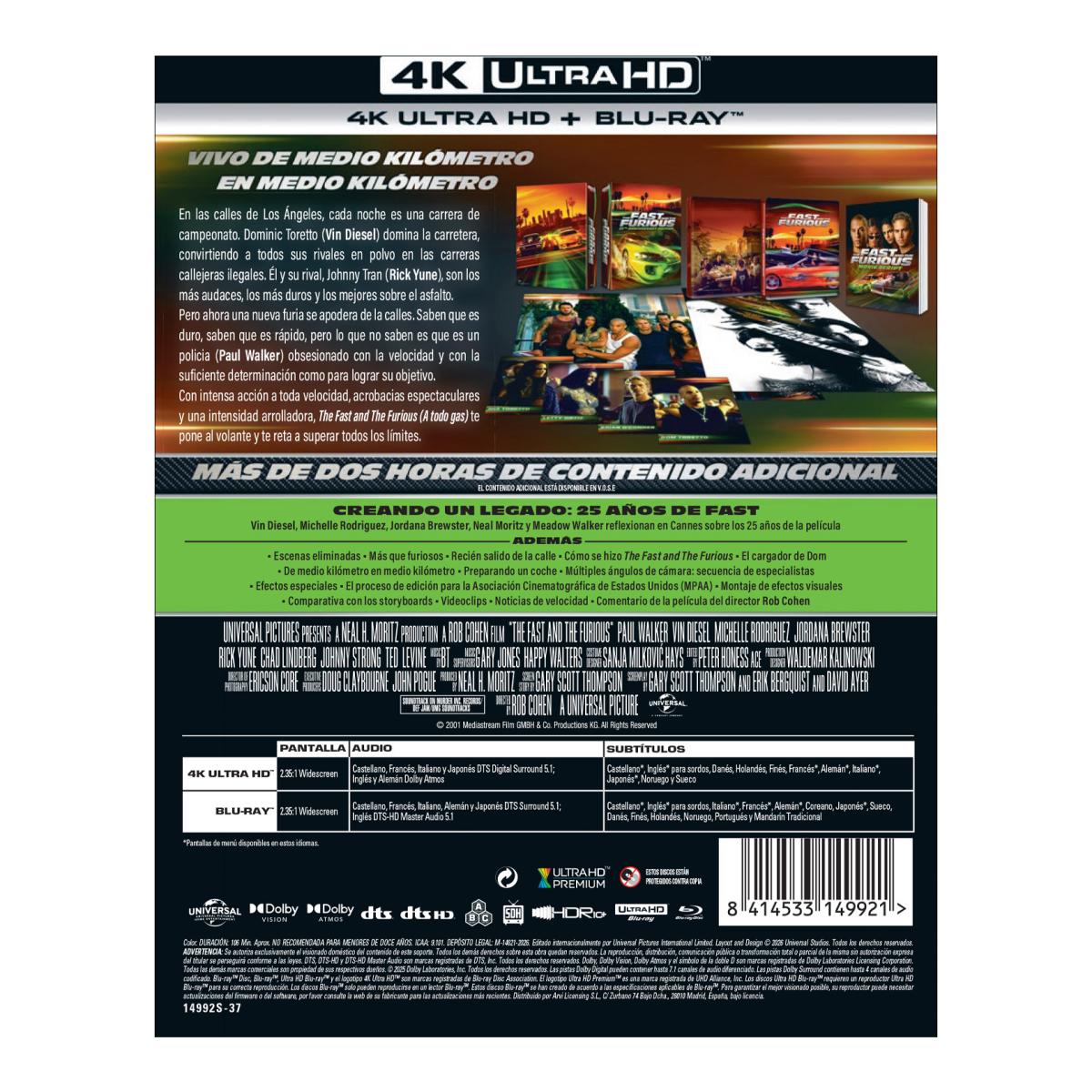 Fast & Furious (Edición Metálica UCE 25º Aniv.) (4K Ultra HD + Blu-Ray) 2