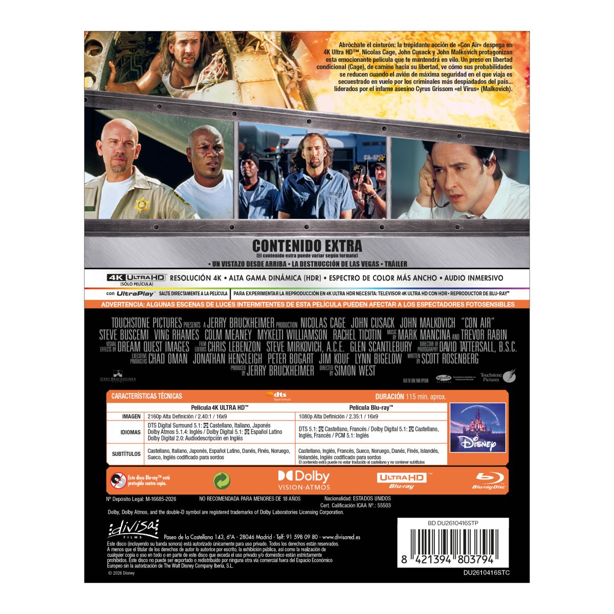 Imagen 3 de Con Air (Edición Metálica) (4K Ultra HD + Blu-Ray)