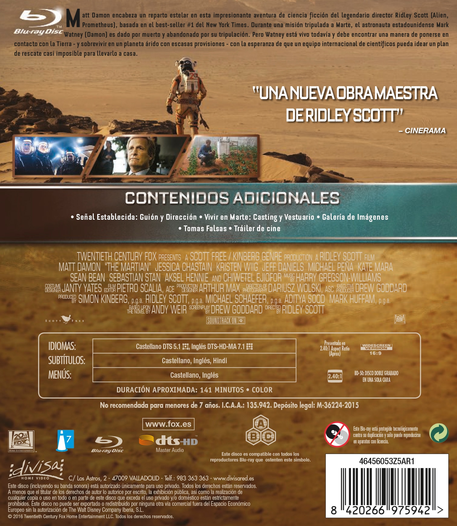 Imagen 3 de Marte (The Martian) (Blu-Ray)