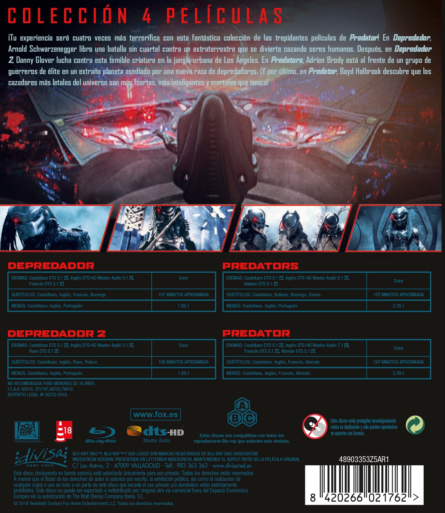 Pack Predator. Películas 1-4 (Blu-Ray) 2