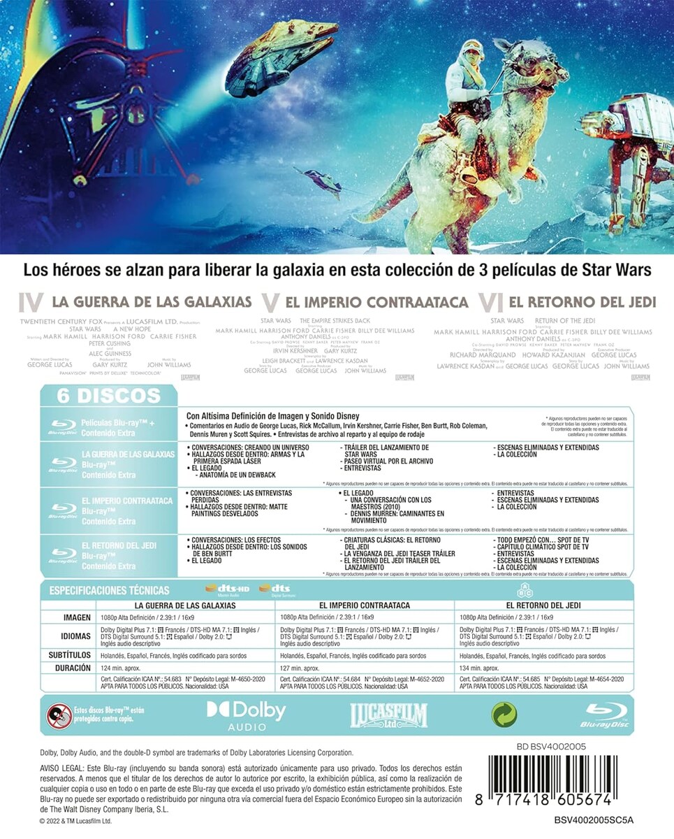 Trilogía Star Wars, Episodios 4-6 (Blu-Ray) 3