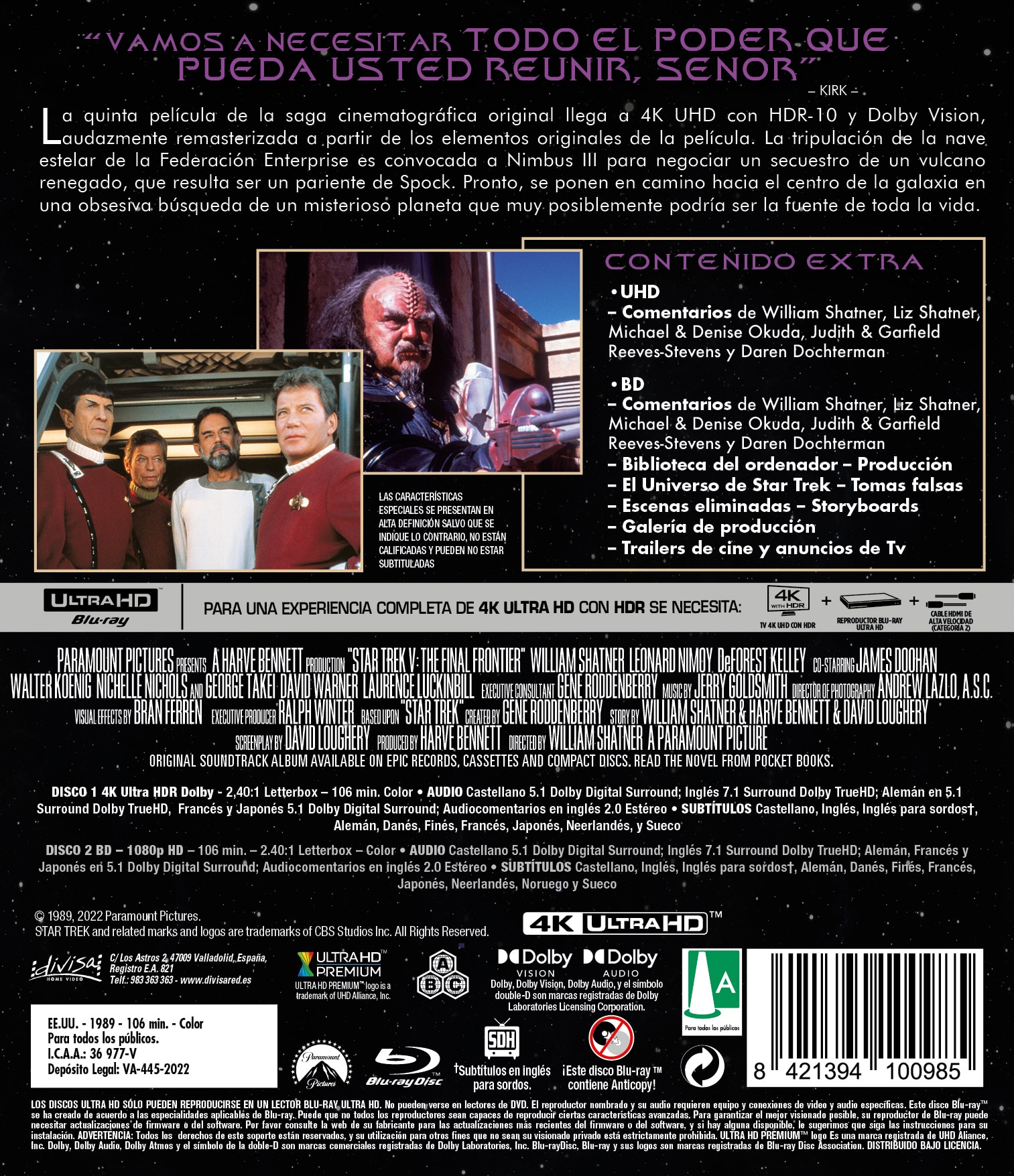 Star Trek V: La última frontera (4K Ultra HD + Blu-Ray) 2