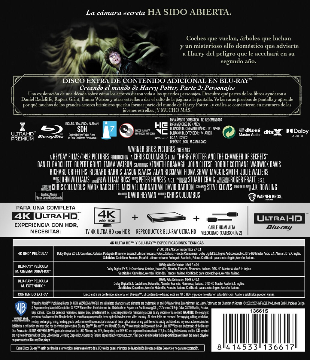 Harry Potter 2: La cámara secreta (4K Ultra HD + Blu-Ray) 2