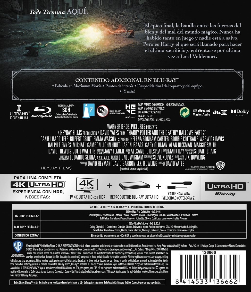Harry Potter 8: Las reliquias de la muerte (Parte 2) (4K Ultra HD + Blu-Ray) 2