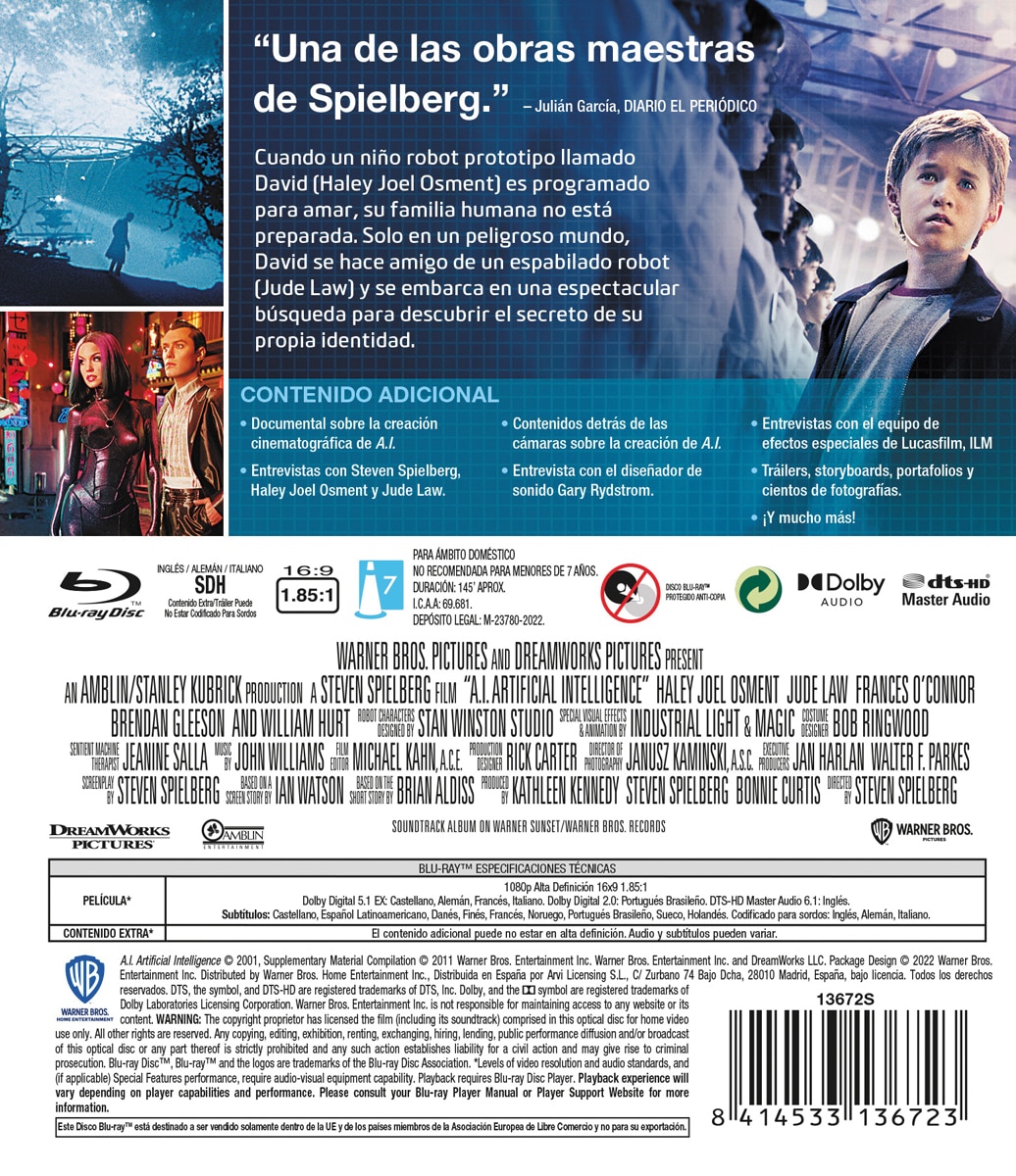 A.I. Inteligencia Artificial (Blu-Ray) 2