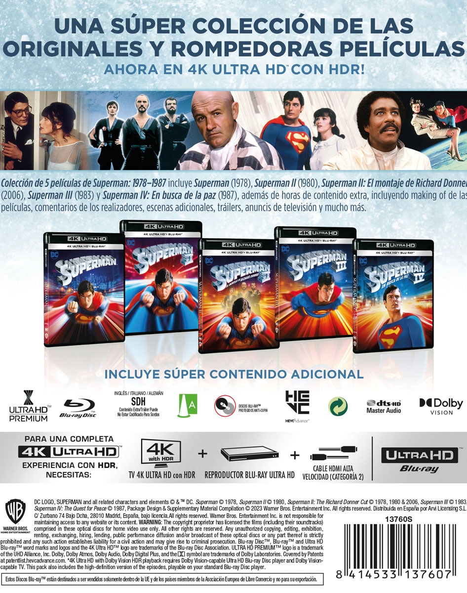 Imagen 2 de Superman I-IV (4K Ultra HD + Blu-Ray)